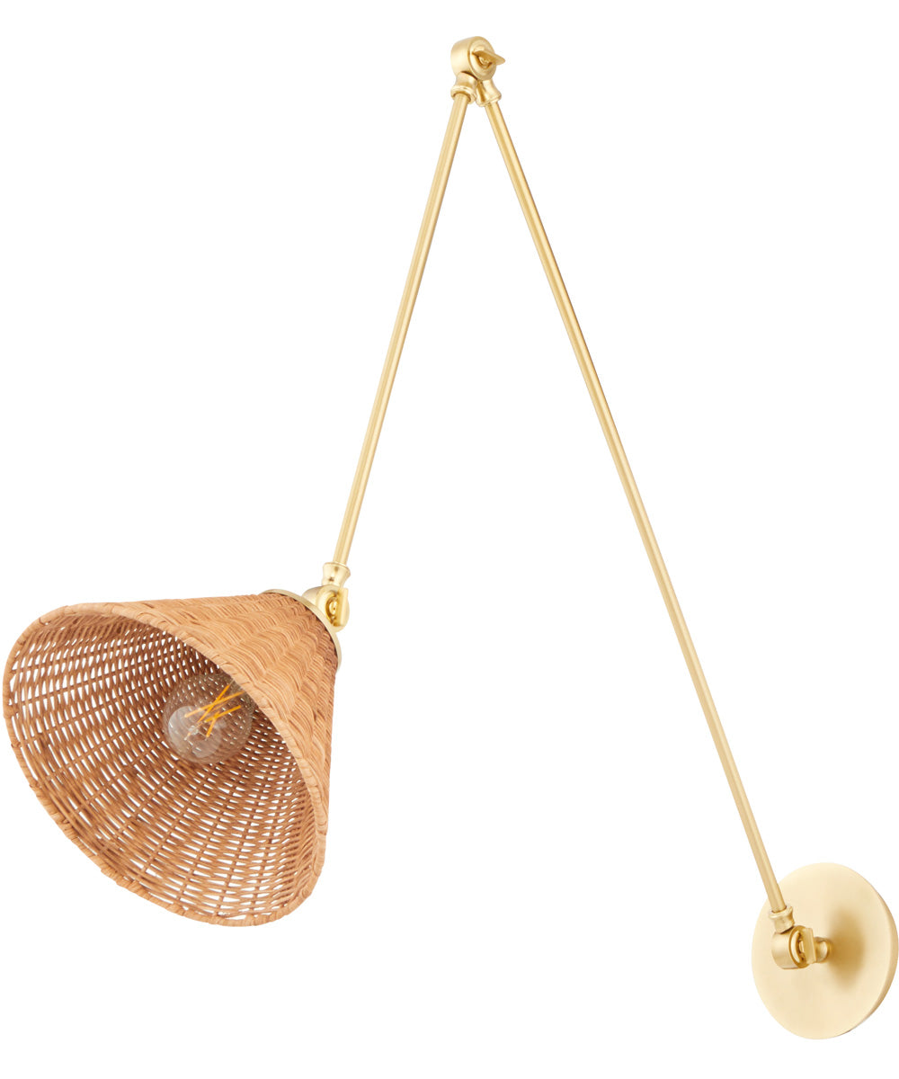 Vintage Aged Brass Wall Sconce Light Fixture - Single Bulb Wall Mounted Lighting for Bedroom, Living Room & Hallway
