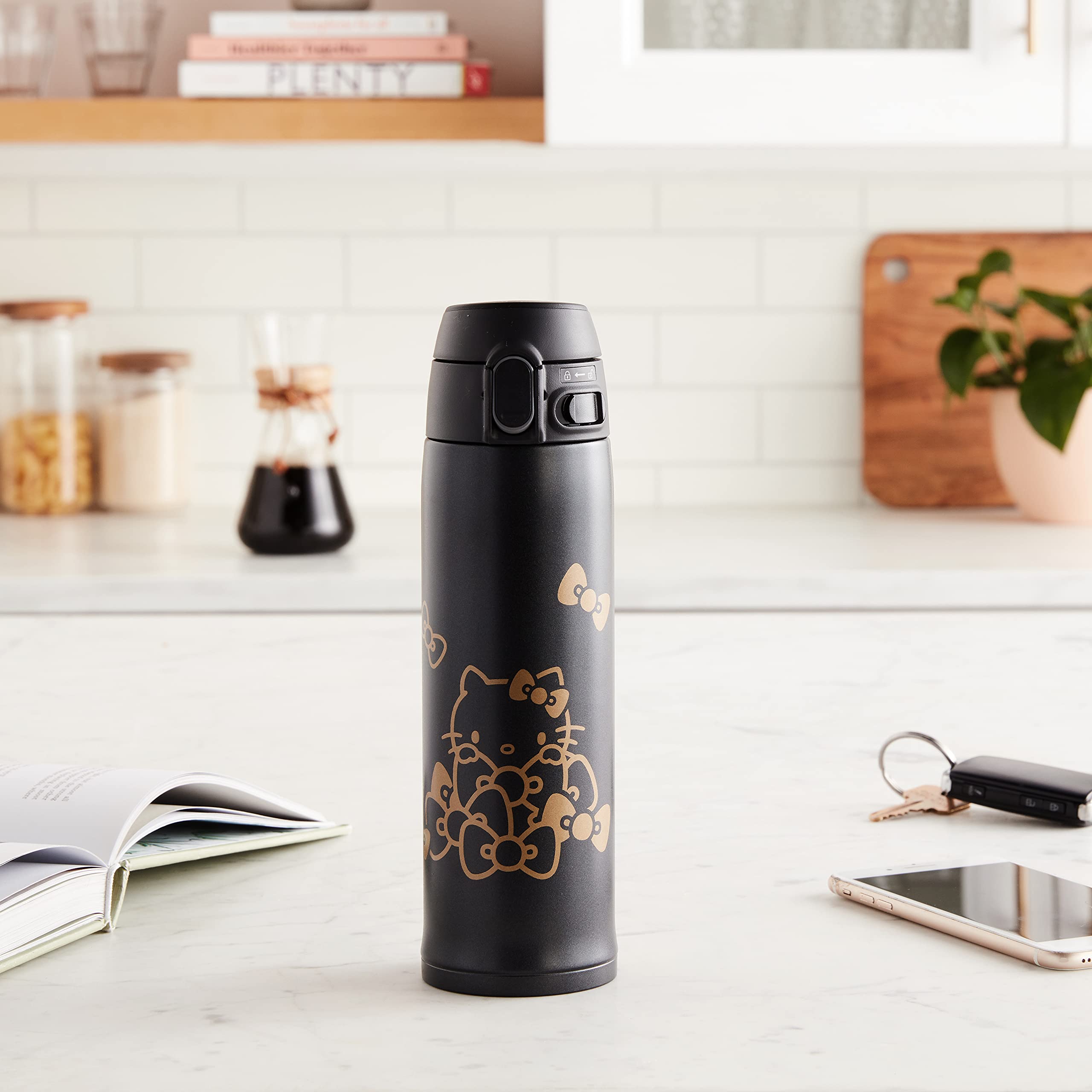 Zojirushi SM-TA48KTBA 16oz Stainless Steel Vacuum Insulated Travel Mug - Hello Kitty Black Design | Keeps Drinks Hot/Cold for Hours | Perfect for Coffee, Tea, Office & Commuting