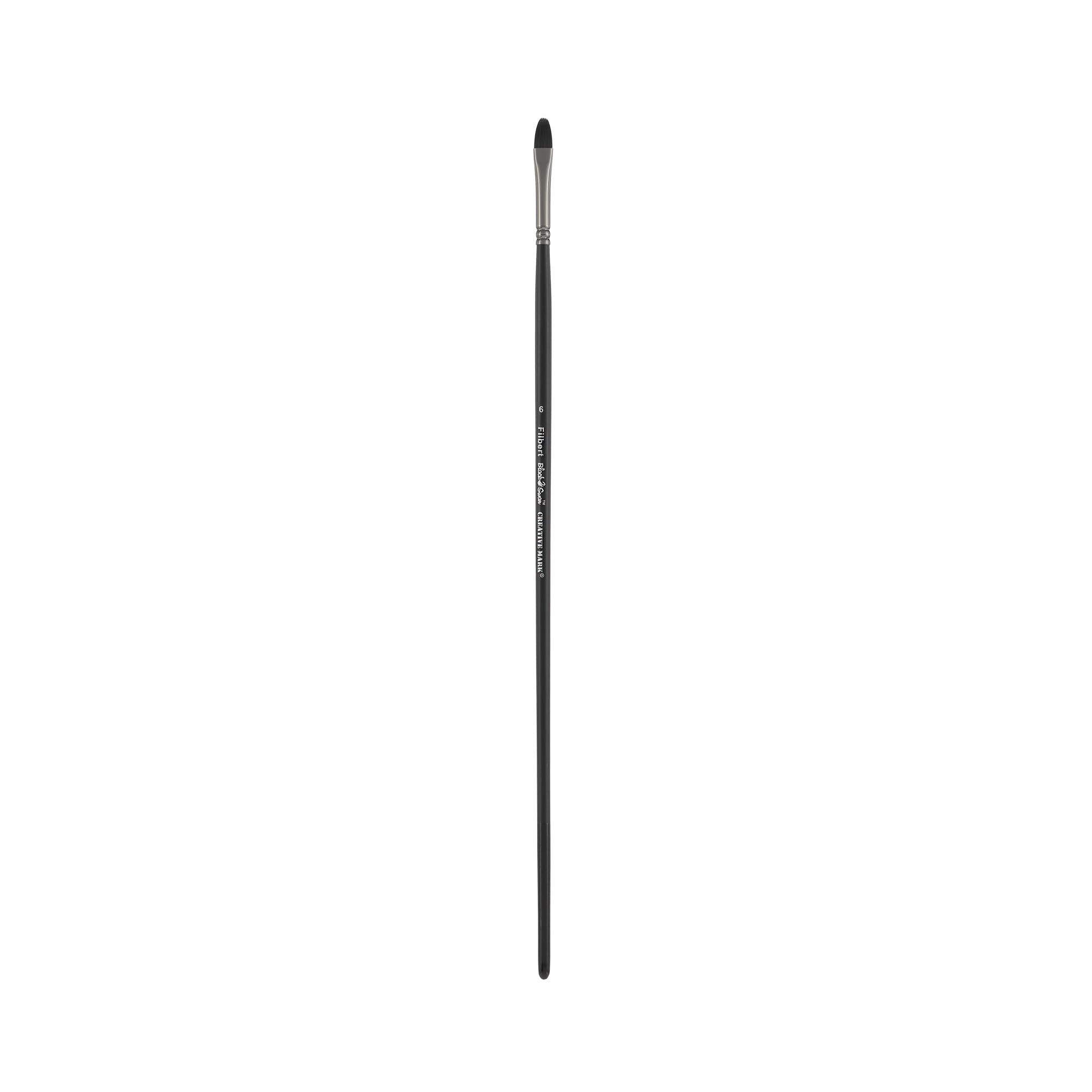 Premium Black Swan Synthetic Red Sable Paint Brushes - Filbert Size #6 - Professional Artist Brushes for Oil, Acrylic & Heavy Body Media - Long Handle for Comfort - Perfect for Canvas Painting, Portrait Art & DIY Projects