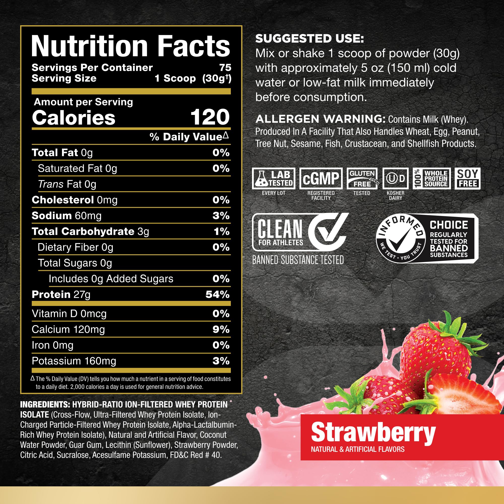 ALLMAX Nutrition ISOFLEX Whey Protein Powder - 5lb Whey Protein Isolate with 27g Protein, Strawberry Flavor for Muscle Recovery & Post-Workout - Ideal for Gym, Fitness & Bodybuilding