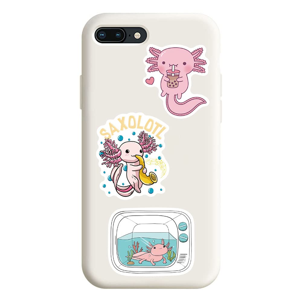 50Pcs Cute Axolotl Stickers - Kawaii Animal Decals for Laptop, Water Bottle, Phone & Skateboard - Trendy Sticker Pack Gift for Kids, Girls & Teens - Perfect for School Supplies, DIY Crafts & Personalizing Accessories