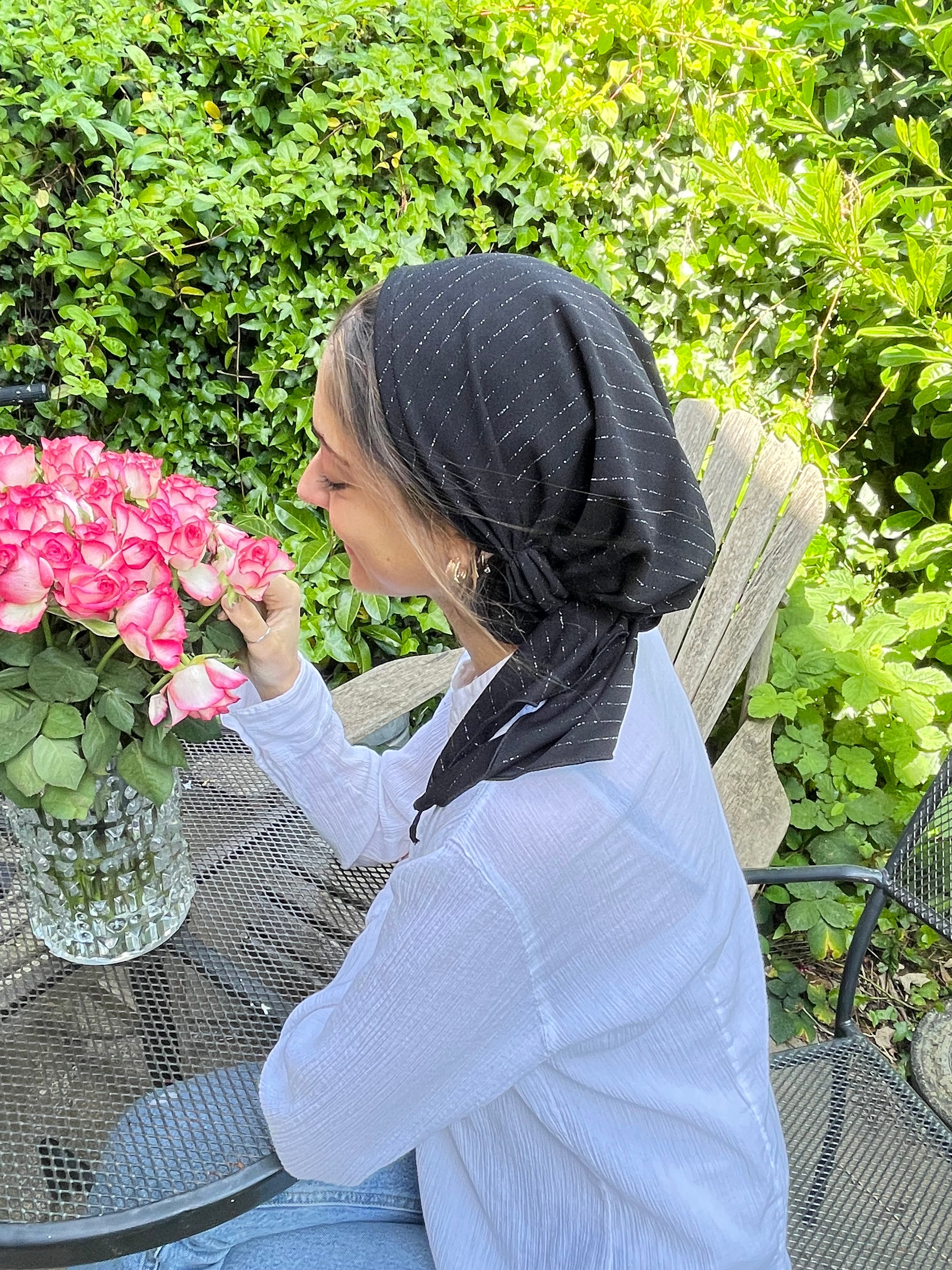 Premium Black & Silver Pre-Tied Bandana Scarf | Made in USA | Perfect for Motorcycle Riders, Western Fashion & Patriotic Events
