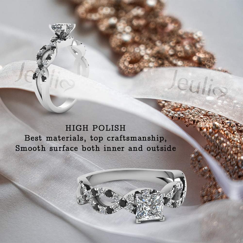 Jeulia 2.5 Carat Princess Cut Wedding Band Ring for Women - 925 Sterling Silver Twisted Eternity Ring with Birthstone - Engagement, Anniversary, Promise Ring - Comes with Jewelry Gift Box - Perfect for Proposals, Weddings, Valentine's Day & Special Occasions