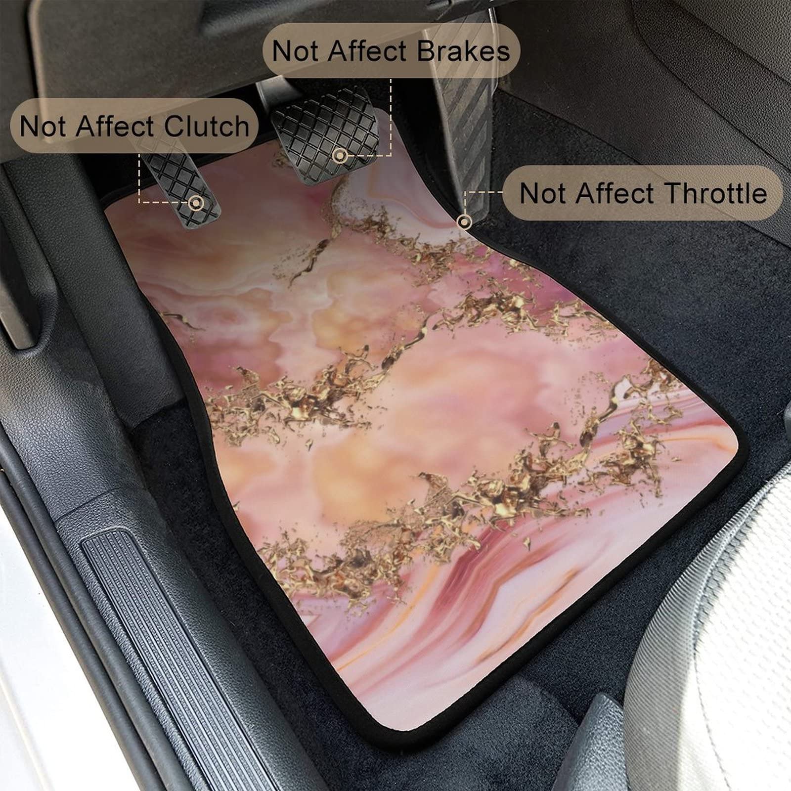 Rose Quartz & Pastel Pink Marble 4-Piece Car Floor Mats Set - Universal Fit for SUV, Sedan, Truck & Van | All-Weather Protection & Luxury Style | Perfect for Daily Commute, Road Trips & Family Vehicles