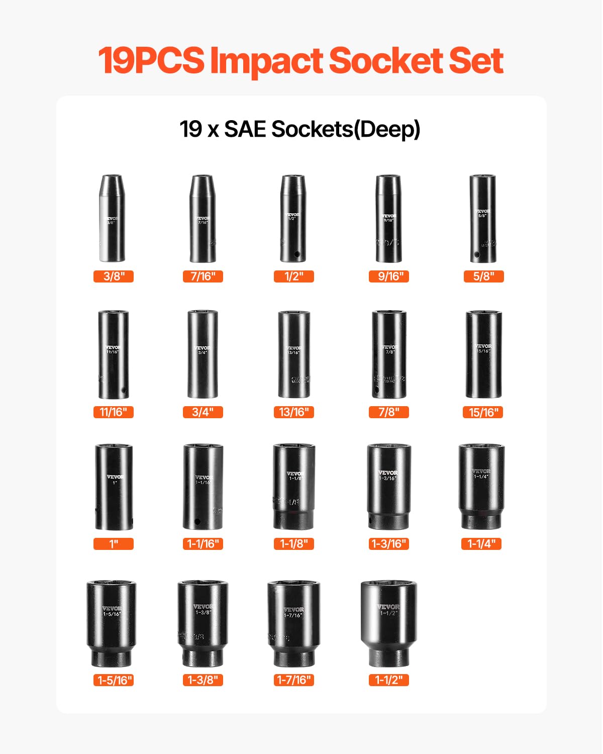 VEVOR 19-Piece 1/2