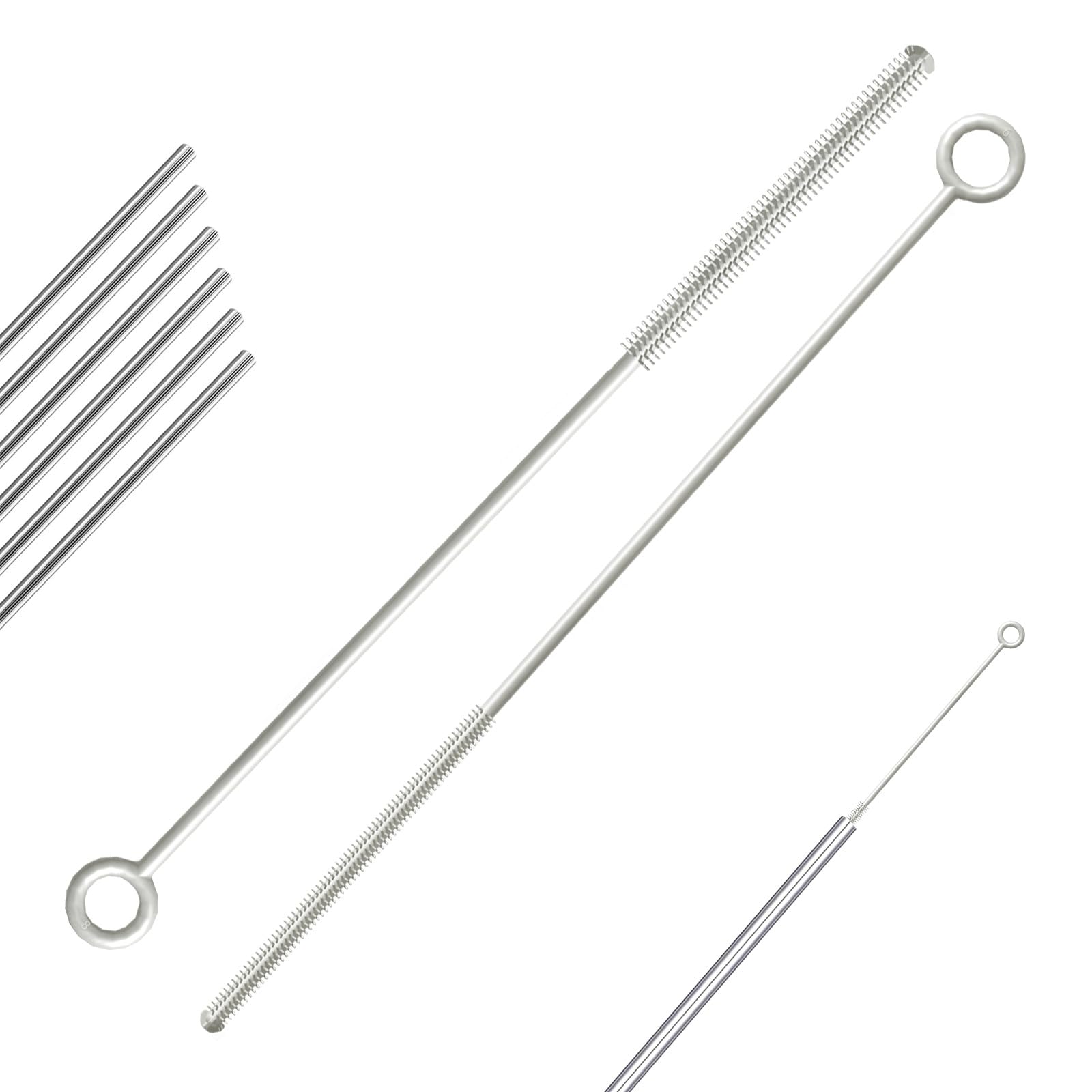 2 Pack Reusable Silicone Straw Cleaning Brushes - Extra Long Pipe Cleaner for Metal, Glass & Plastic Straws, Bottles & Beverage Covers | Perfect for Home, Office, Travel & Camping Use