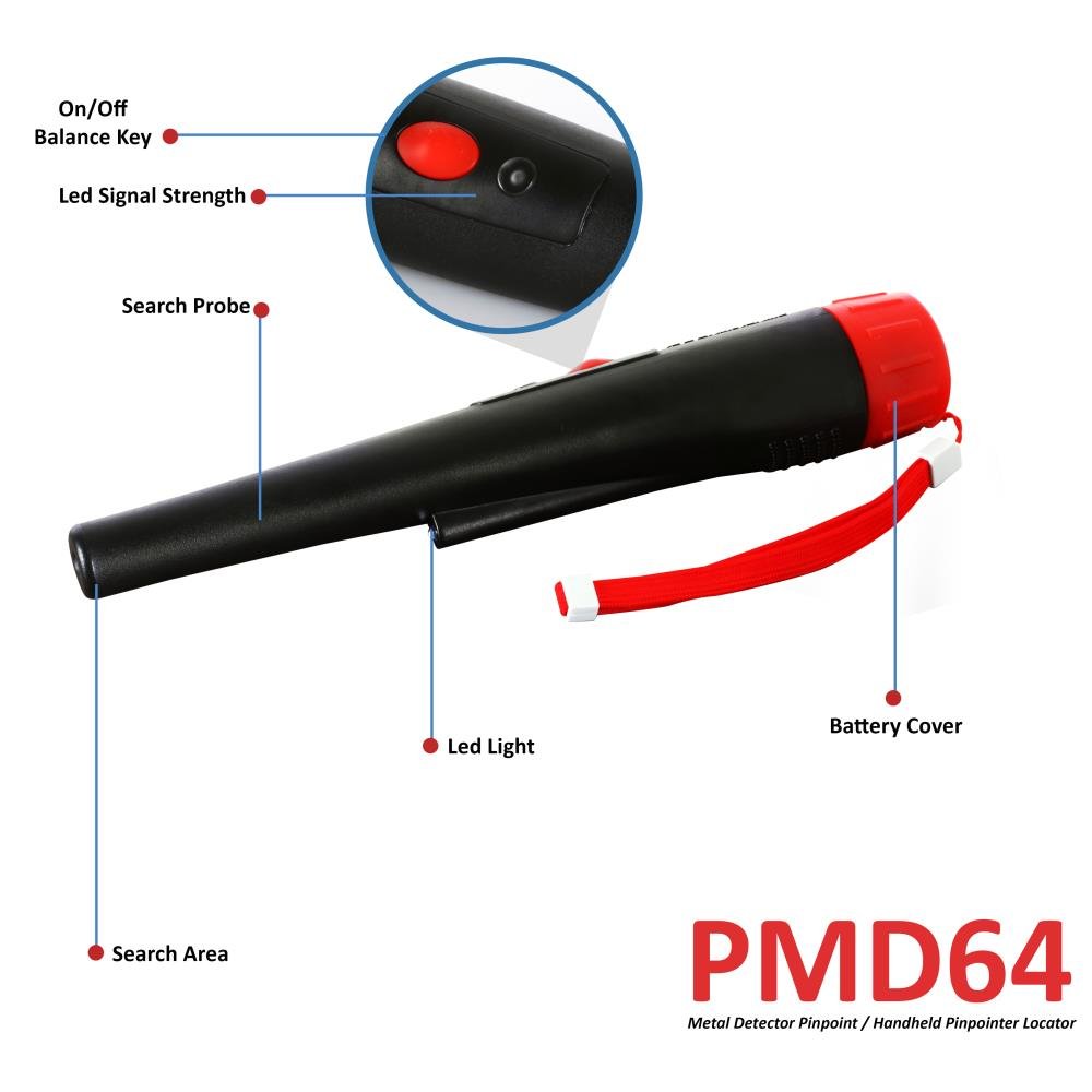 Pyle PMD64 Pinpointer Metal Detector - High Sensitivity Handheld Metal Detector with Built-in Speaker, Auto Power Off & Low Battery Indicator | IP68 Waterproof for Beach, Gold Hunting & Underwater Treasure Detection