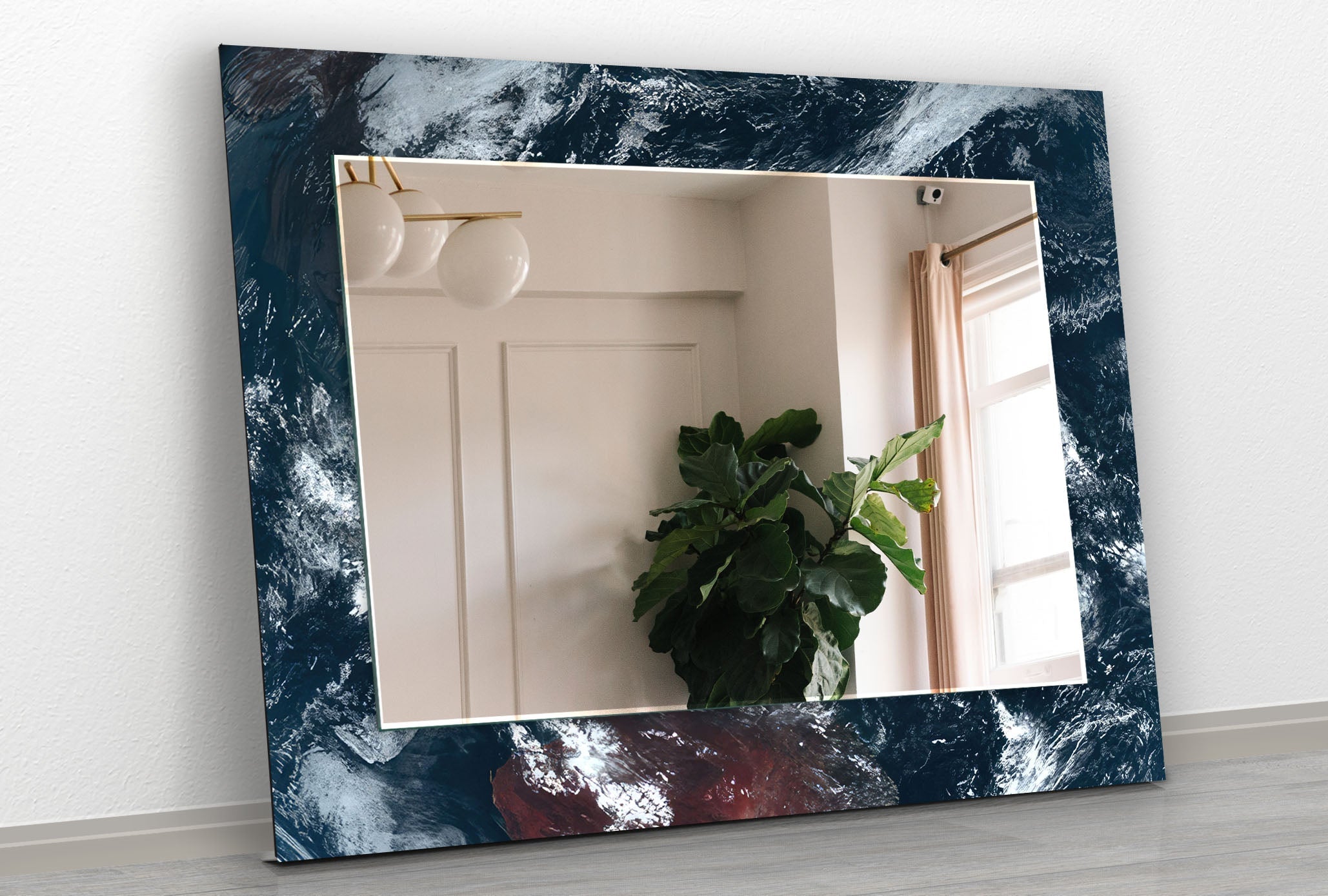 Stylish Black and White Wall Mirror - Modern Home Decor for Living Room, Bedroom, or Bathroom - Perfect for Selfies, Vanity, and Interior Design