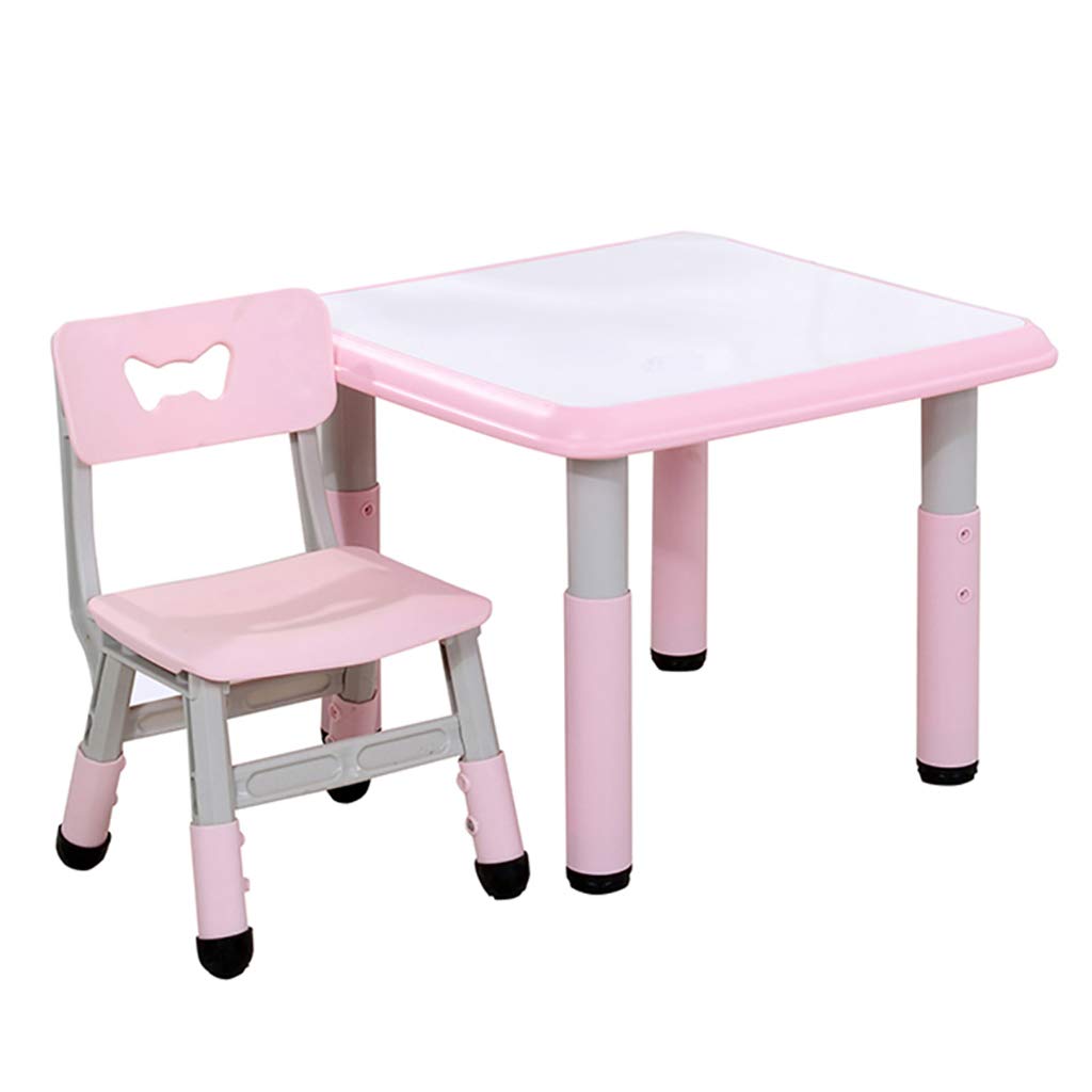Adjustable Height Kids Plastic Table & Chair Set - Lightweight, Easy to Clean Learning & Dining Desk with Graffiti-Friendly Surface - Perfect for Homeschooling, Playtime & Mealtime Activities