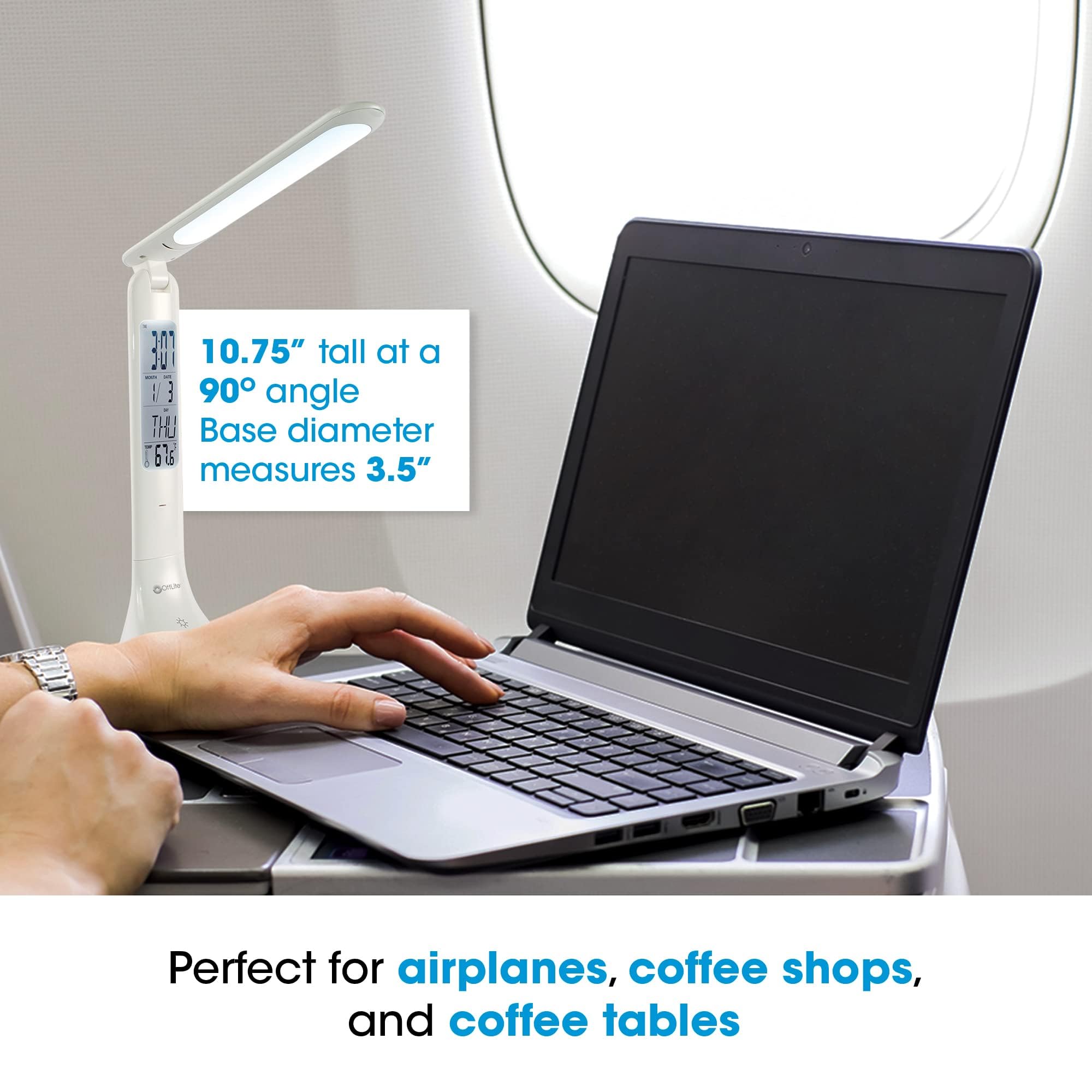 OttLite Travel LED Task Lamp with ClearSun LED Technology - Cordless, Rechargeable Desk Lamp with Digital Display & Touch Controls - Portable Reading Light for Home, Office, Dorm, Camping & Travel Use