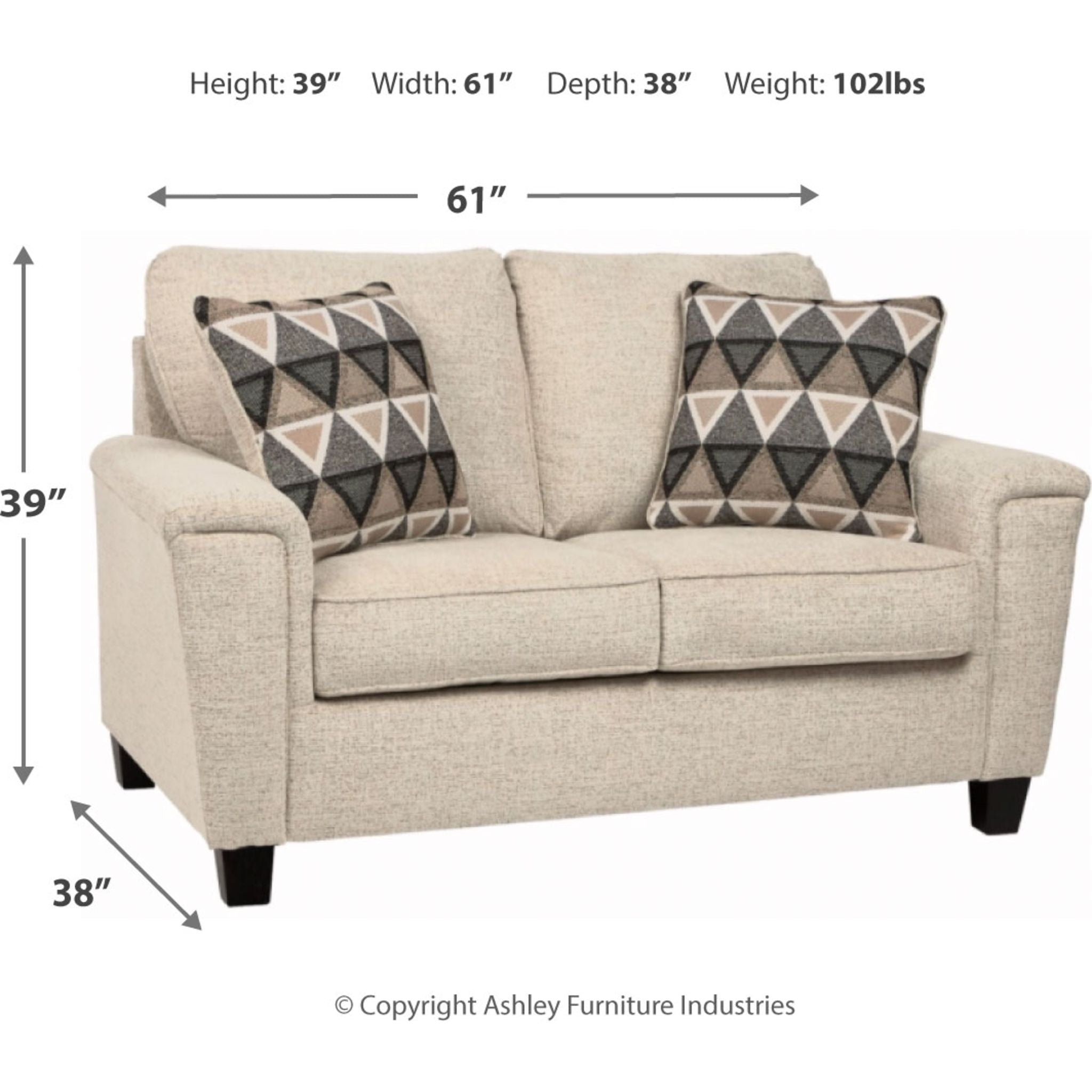 Abinger Loveseat - Modern Small Sofa for Two, Comfortable Fabric Couch for Living Room, Apartment & Office - Perfect for Cozy Seating, Relaxing & Small Spaces