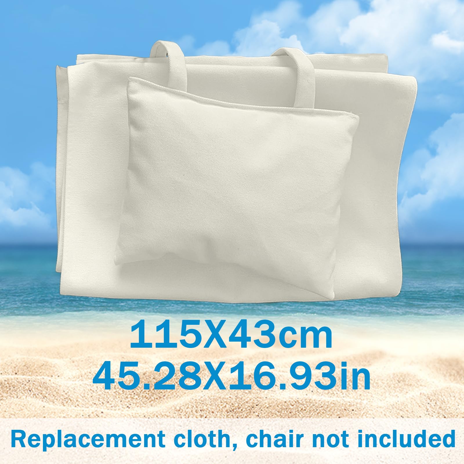 45x17 Inch Foldable Patio Chair Replacement Fabric with Pillow - Durable Sling Chair Cover for Sun Lounger, Poolside, Garden & Outdoor Relaxation | Perfect for Sunbathing, Backyard Lounging & Patio Furniture Repair