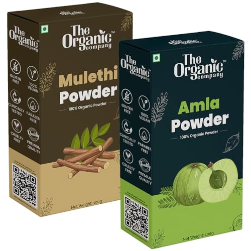 100% Organic Mulethi & Amla Powder Combo Pack - 200g Yashtimadhu Root & Indian Gooseberry Powder for Skin Care, Hair Growth & Whitening | Natural Drink Mix, Face Mask & Hair Treatment for Glowing Skin & Healthy Hair