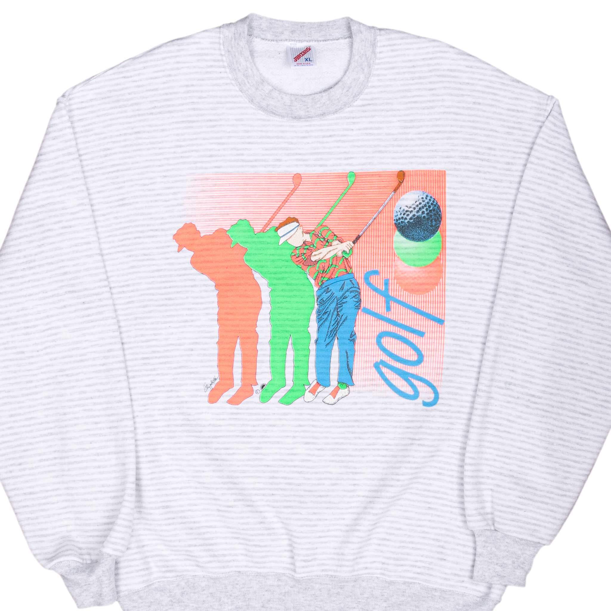 Vintage 1990s White Golf Sweatshirt - Large Size - Retro Golf Apparel for Men & Women - Perfect for Casual Wear, Golf Outings, and 90s Themed Parties