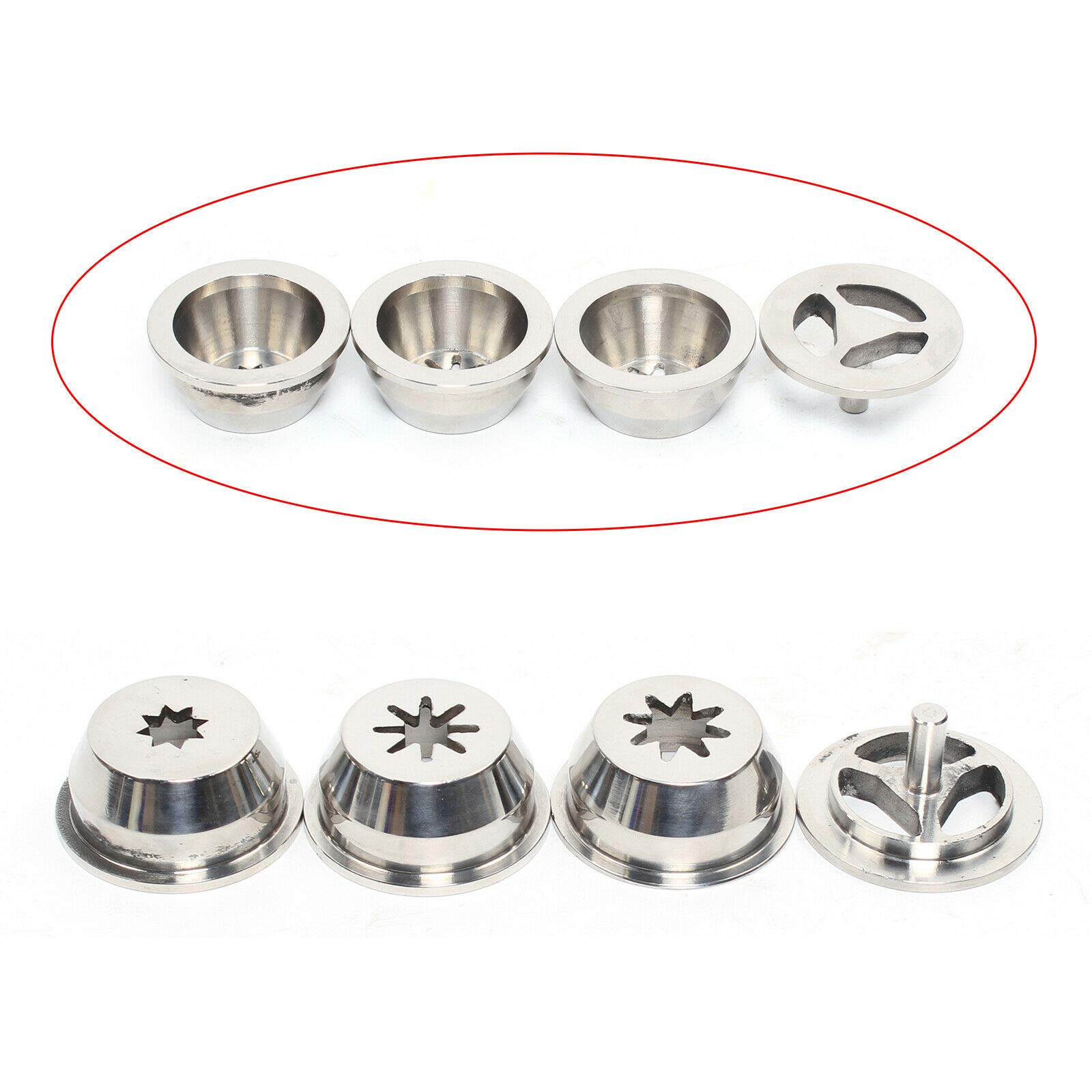 4-Piece Stainless Steel Churro Nozzle Adapters Set - Hollow Churro Maker Attachments for Professional Churro Machines | Perfect for Bakeries, Food Trucks & Home Dessert Making