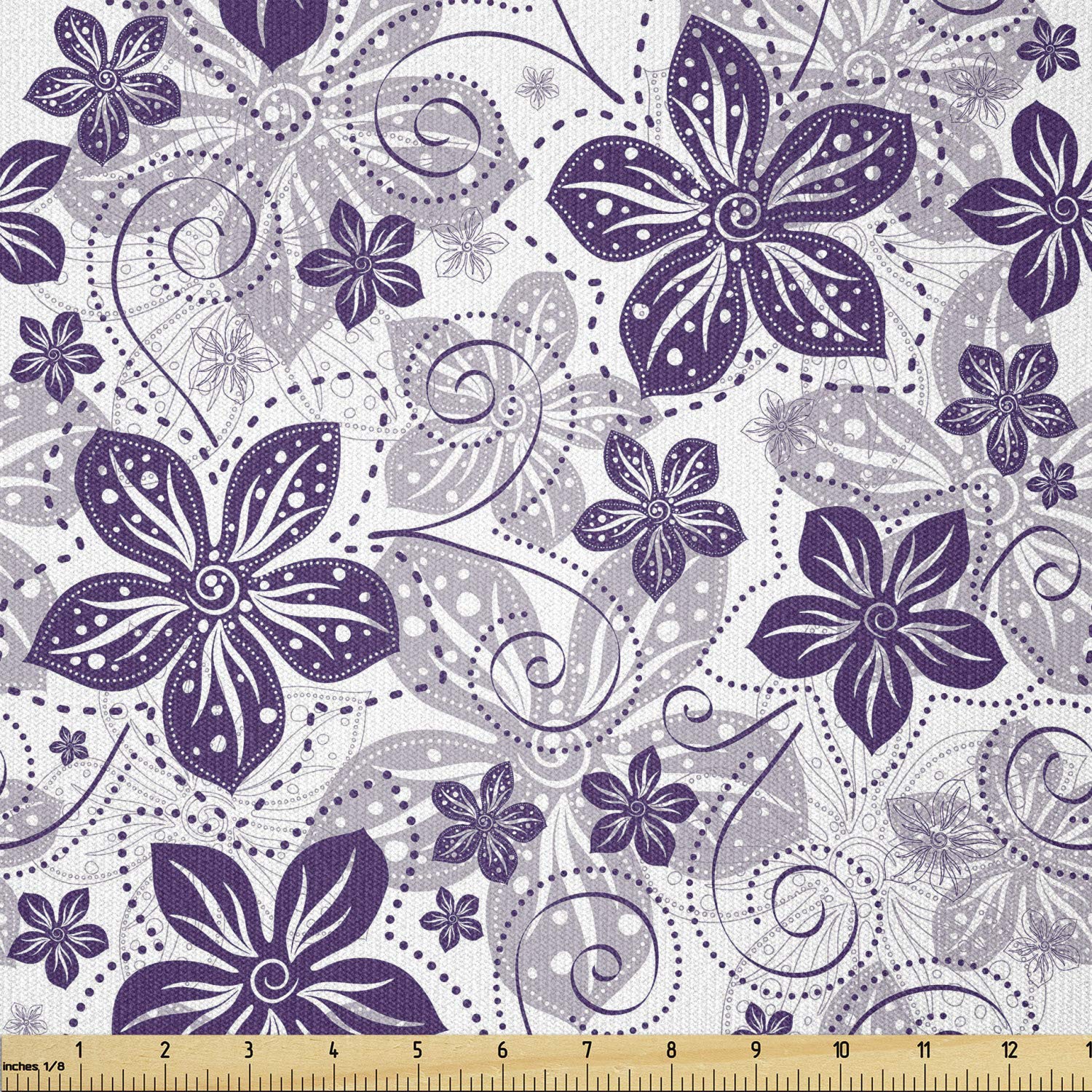 Ambesonne Floral Stretch Knit Fabric by The Yard - Abstract Gardening Design with Petals & Curves - 10 Yards Purple Grey Fabric for DIY Clothing, Sewing & Craft Projects - Perfect for Dresses, Scarves & Home Decor