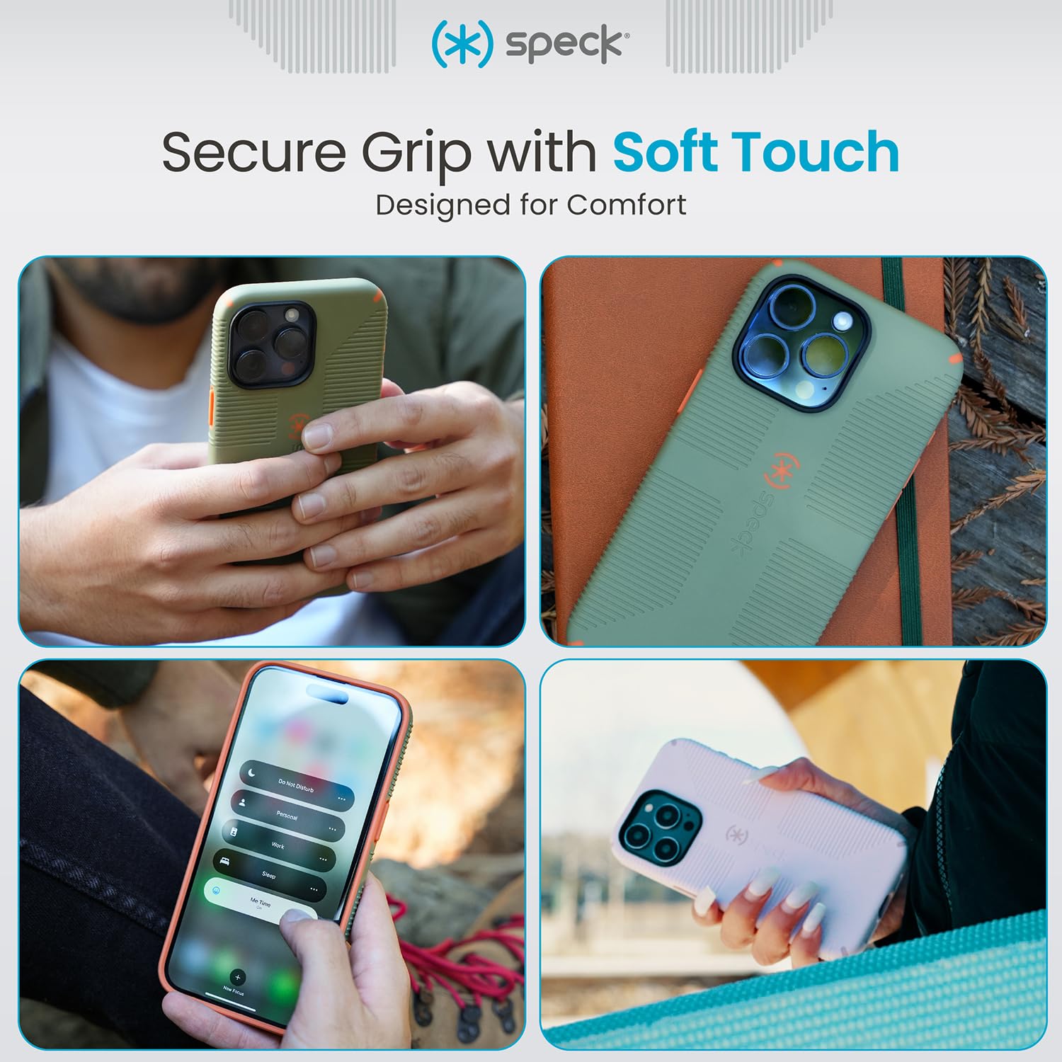 Speck CandyShell Grip Case for iPhone 15 Pro Max (6.7 Inch) - MagSafe Compatible, Military-Grade Drop Protection, Scratch Resistant & Soft Touch - Mystery Blue/Faded Denim - Perfect for Everyday Use, Travel & Outdoor Activities