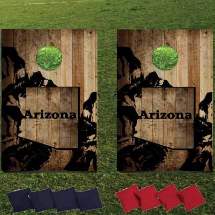 Arizona Cornhole Game Set - Premium Cornhole Bags & Boards for Outdoor Toss Games - Perfect for Backyard BBQs, Tailgating, and College Parties (State of Arizona Design)