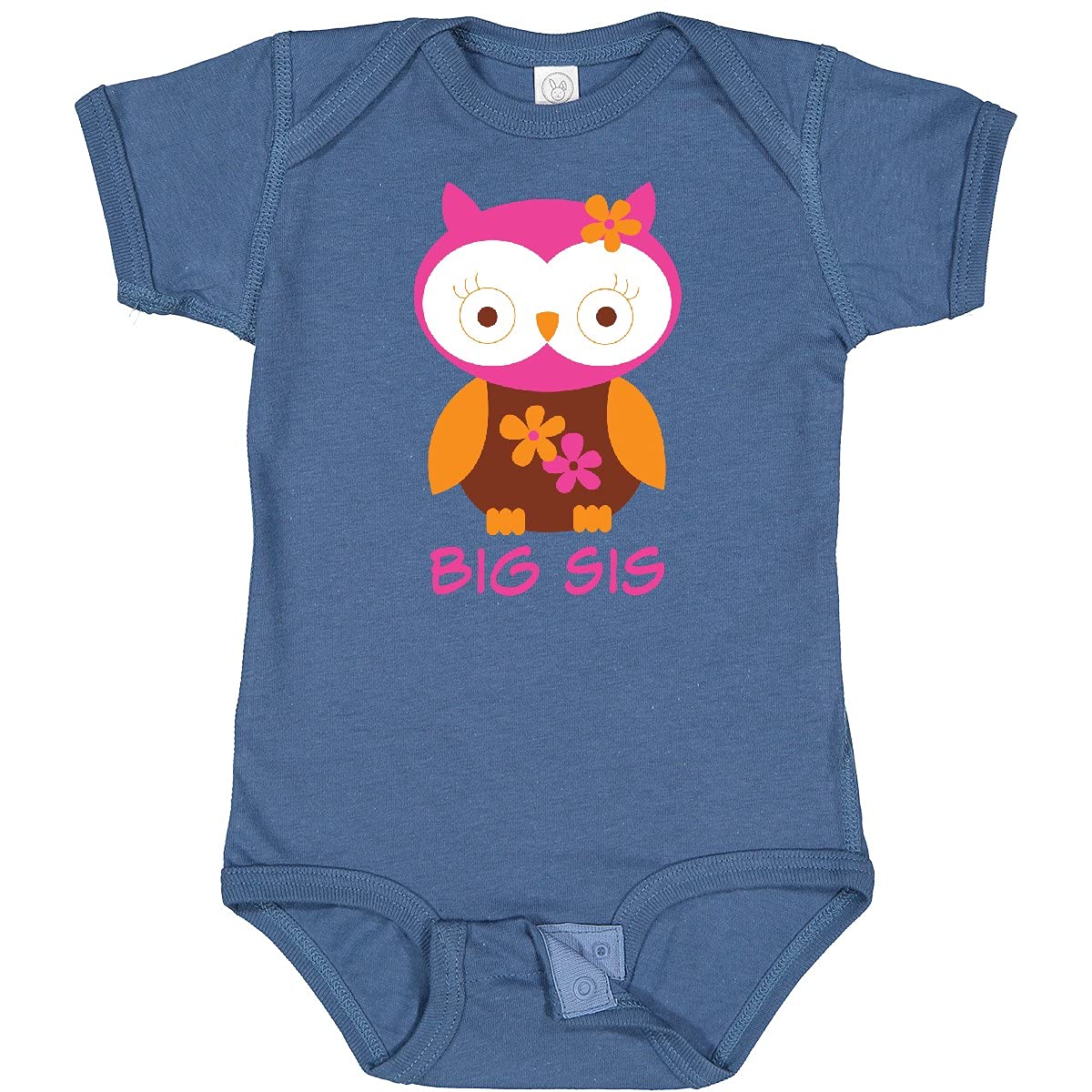 Inktastic Big Sis Owl Girls Sister Announcement Baby Bodysuit - Cute Owl Design Sibling Outfit for Newborn Announcements & Family Photos