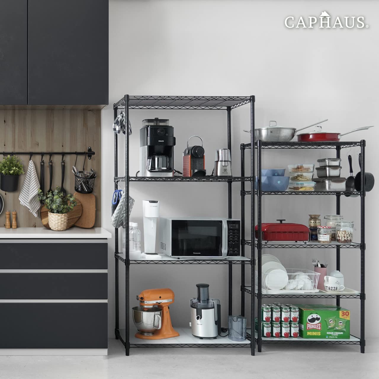 CAPHAUS NSF Commercial Grade Heavy Duty Wire Shelving with Wheels & Leveling Feet - 5-Tier Metal Storage Shelf (48