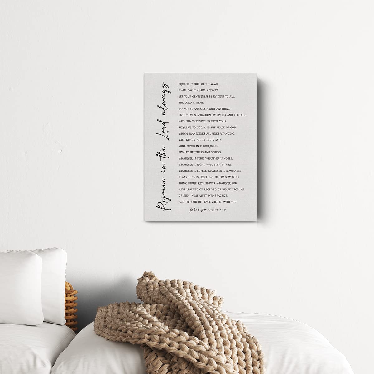 Rejoice in the Lord Always Philippians 4:4-9 Bible Verse Canvas Print - 12x15 Inch Framed Christian Wall Art for Home, Office & Church Decor - Perfect for Prayer Rooms, Sunday School & Gift Giving