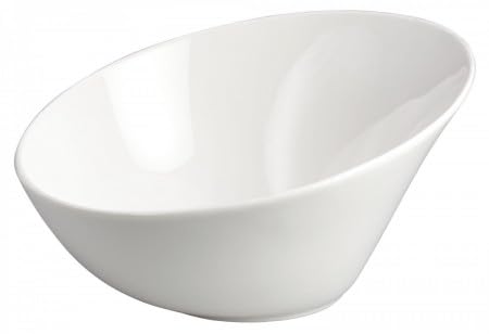 Winco WDP003-203 12-Piece White Porcelain Mini Bowl Set - 9.5-Inch 1.5 Quart Angled Dessert Cups, Salad Bowls & Ice Cream Dishes for Serving, Dipping & Entertaining - Perfect for Parties, Restaurants & Home Dining