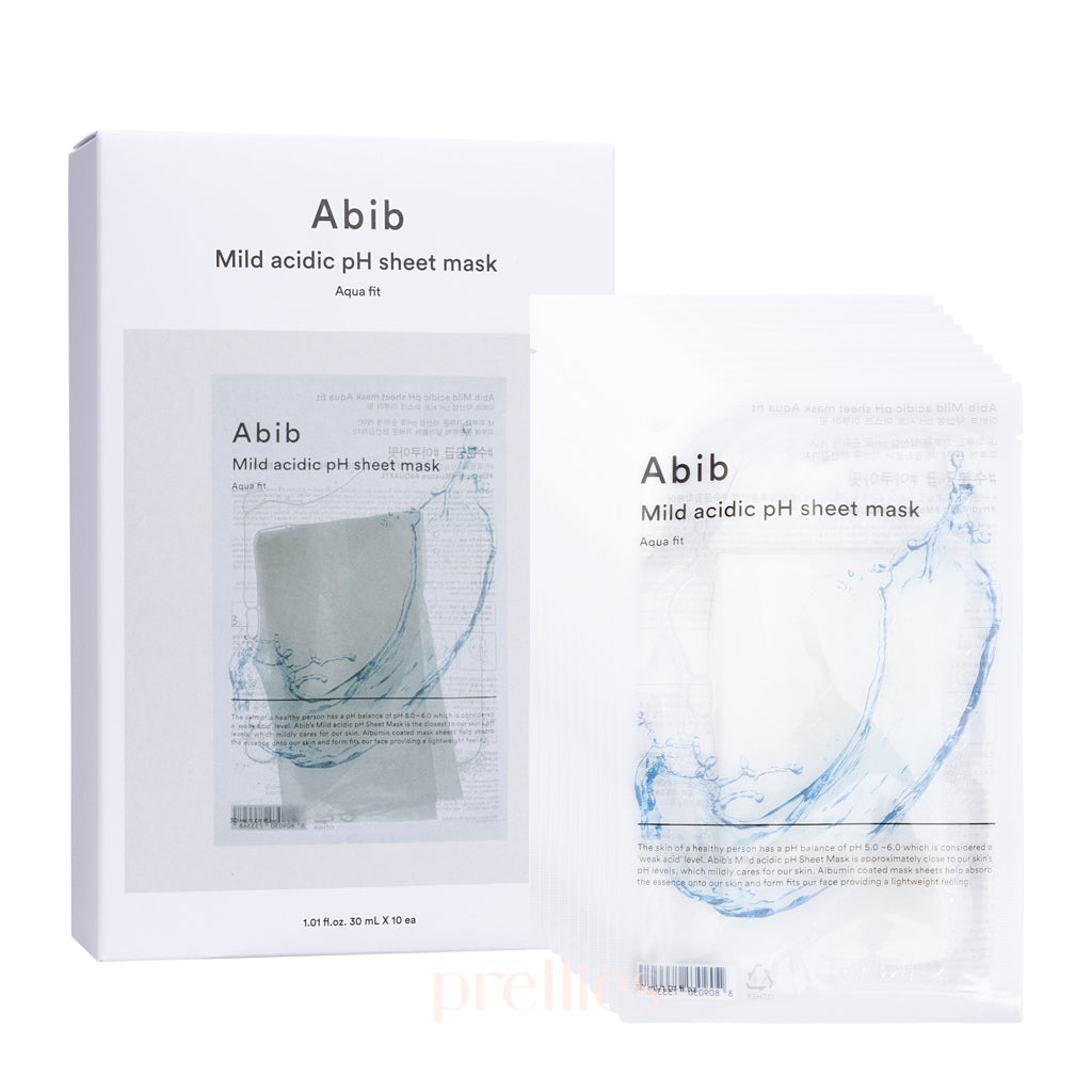 Abib Mild Acidic pH Sheet Mask - Aqua Fit Hydrating Facial Mask (10 Sheet/Box) for Dry Skin & Daily Skincare Routine