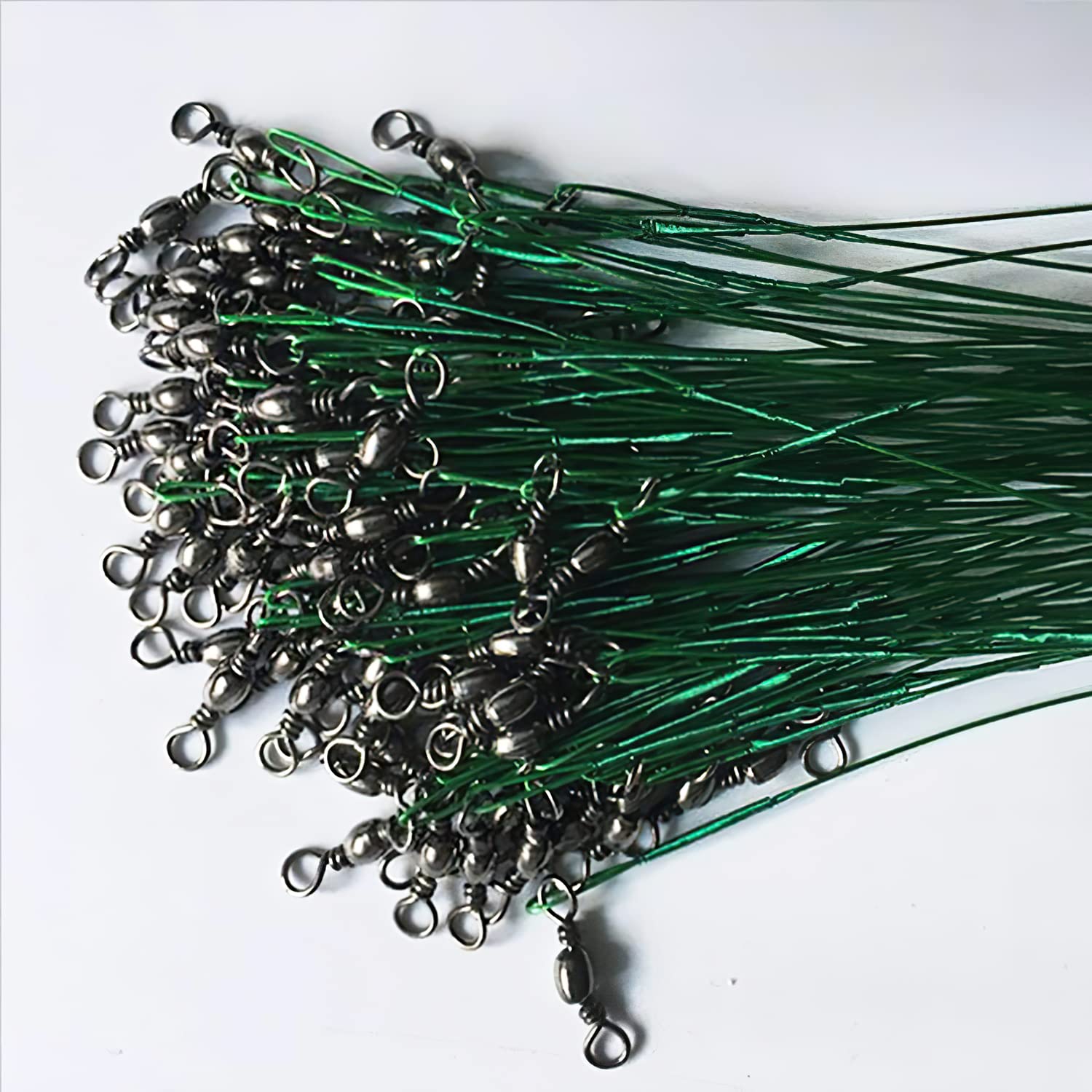 50pcs Nylon-Coated Fishing Wire Leaders with Swivels & Snaps - Stainless Steel Fishing Tackle for Saltwater & Freshwater - Perfect for Bass, Trout & Saltwater Game Fish