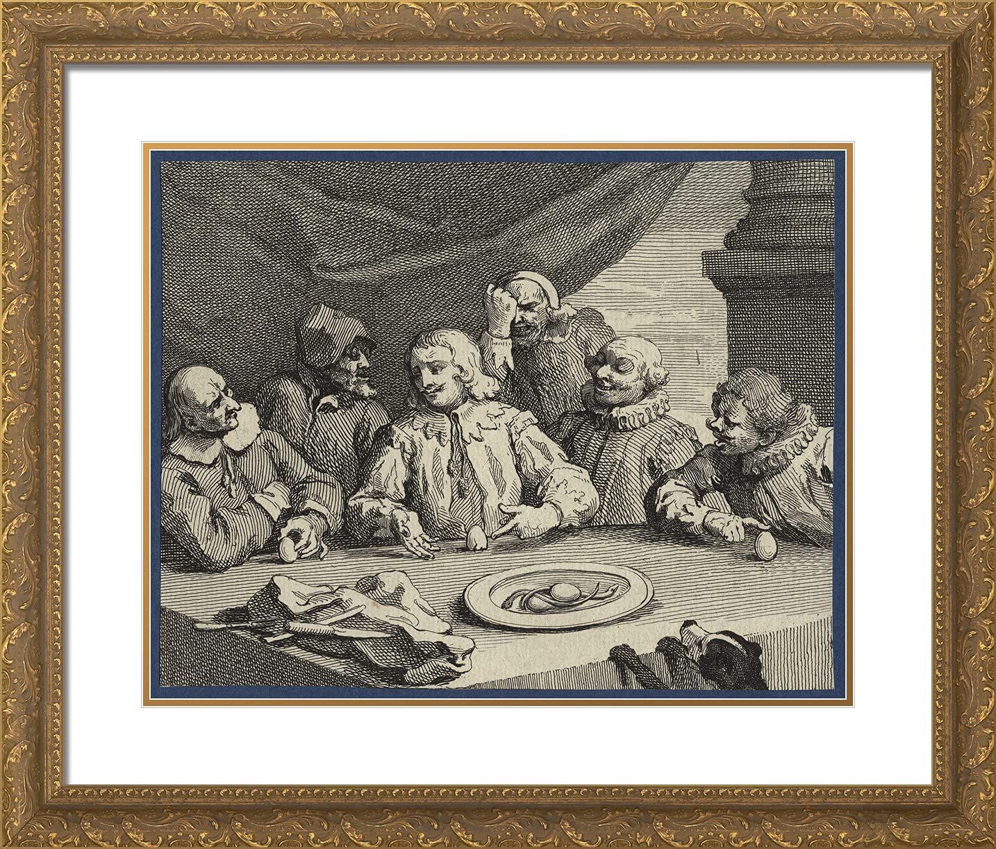 William Hogarth Gold Ornate Framed Art Print - Columbus Breaking the Egg 23x20 with Double Matting | Classic Home Decor, Office Wall Art, Gift for History Lovers