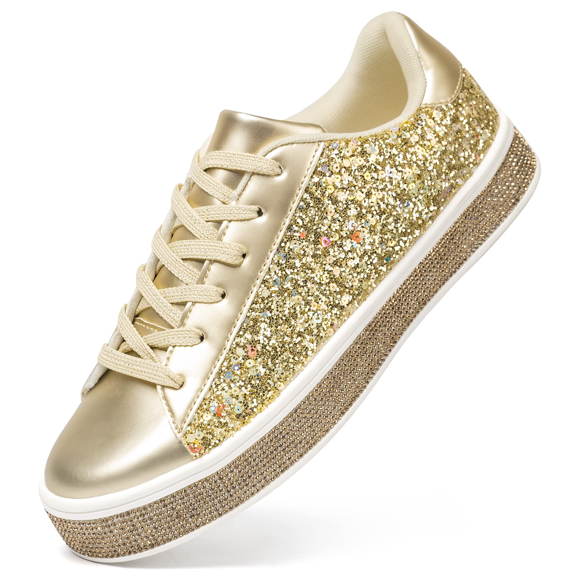 Sparkly Rhinestone Bridal Sneakers for Women - Glitter Wedding Shoes with Sequins, Neon Bling Tennis Shoes for Bride, Bridesmaids & Party - Perfect for Weddings, Bachelorette Parties & Special Occasions