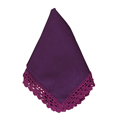 Elegant Sangita Crochet Lace Napkins Set of 4 - Violet Floral Embroidered Table Linens for Dining, Wedding, and Tea Party Decor