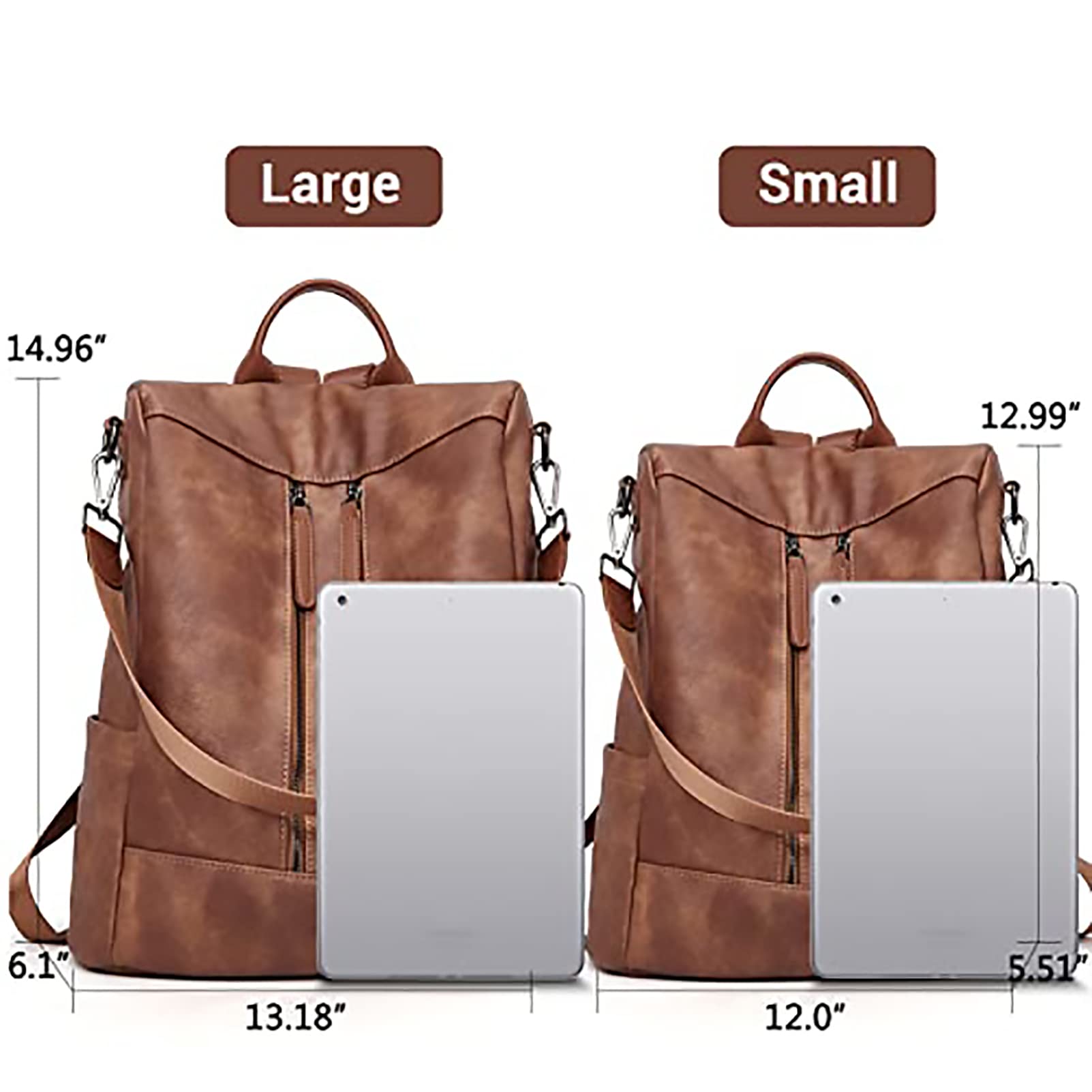 BROMEN Women's Leather Backpack Purse - Anti-Theft Fashion Shoulder Bag & Handbag for Work, Travel & Daily Use | Stylish Bookbag for College, Commuting & Shopping