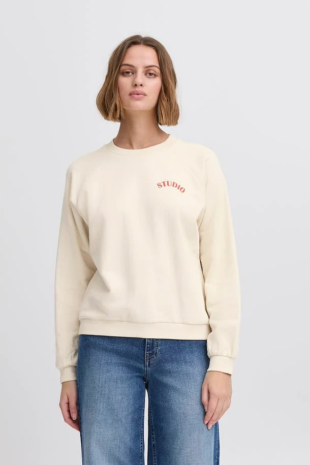 Marrot Sweatshirt for Women - Soft Cotton Pullover Hoodie in Birch Color | Casual Loungewear, Streetwear Fashion & Cozy Winter Outfits