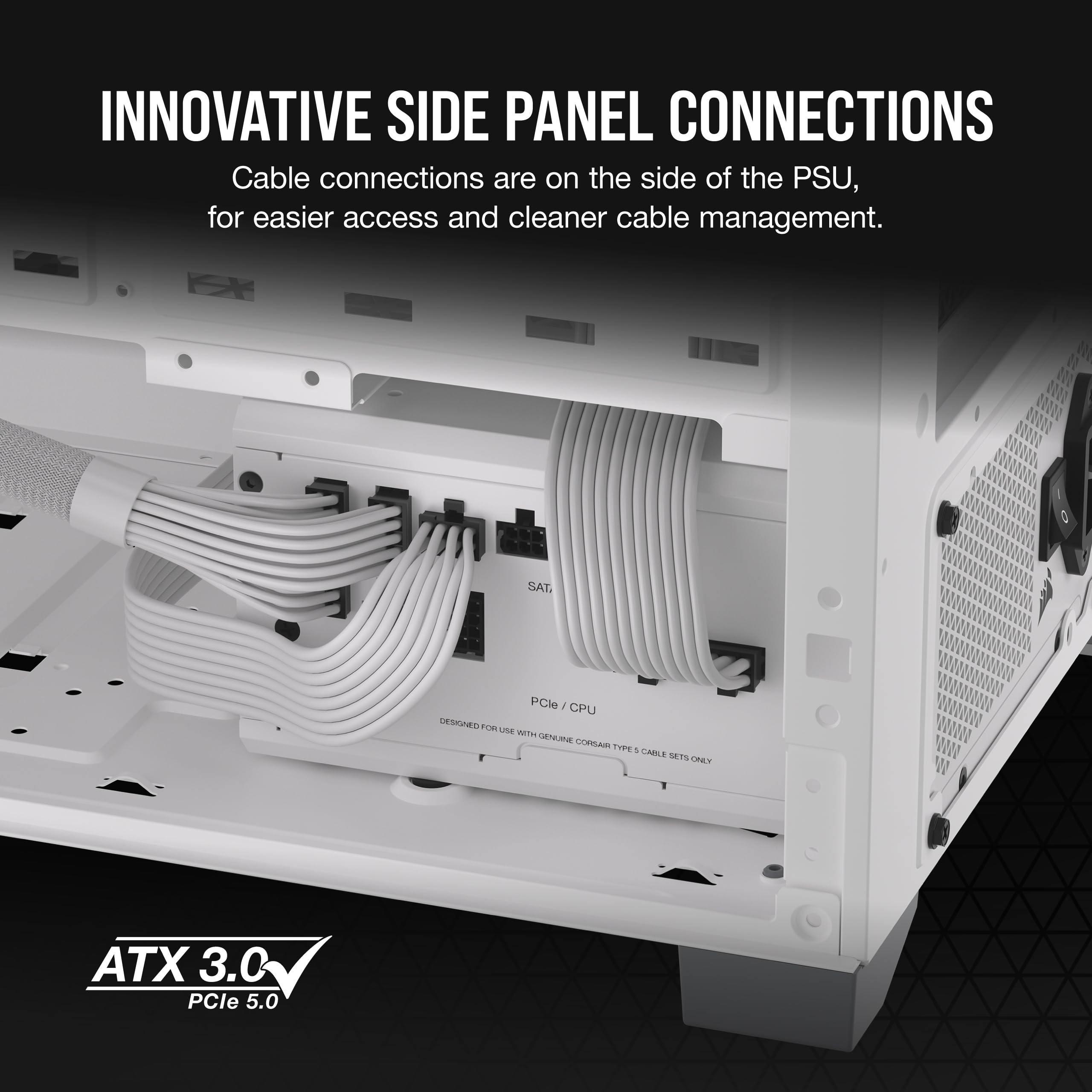 CORSAIR RM750x Shift 750W Fully Modular ATX Power Supply - 80 Plus Gold Certified - ATX 3.0 & PCIe 5.0 Compatible - Zero RPM Fan Mode - White (Side Modular Interface) - Perfect for Gaming PCs, Workstations & High-Performance Builds