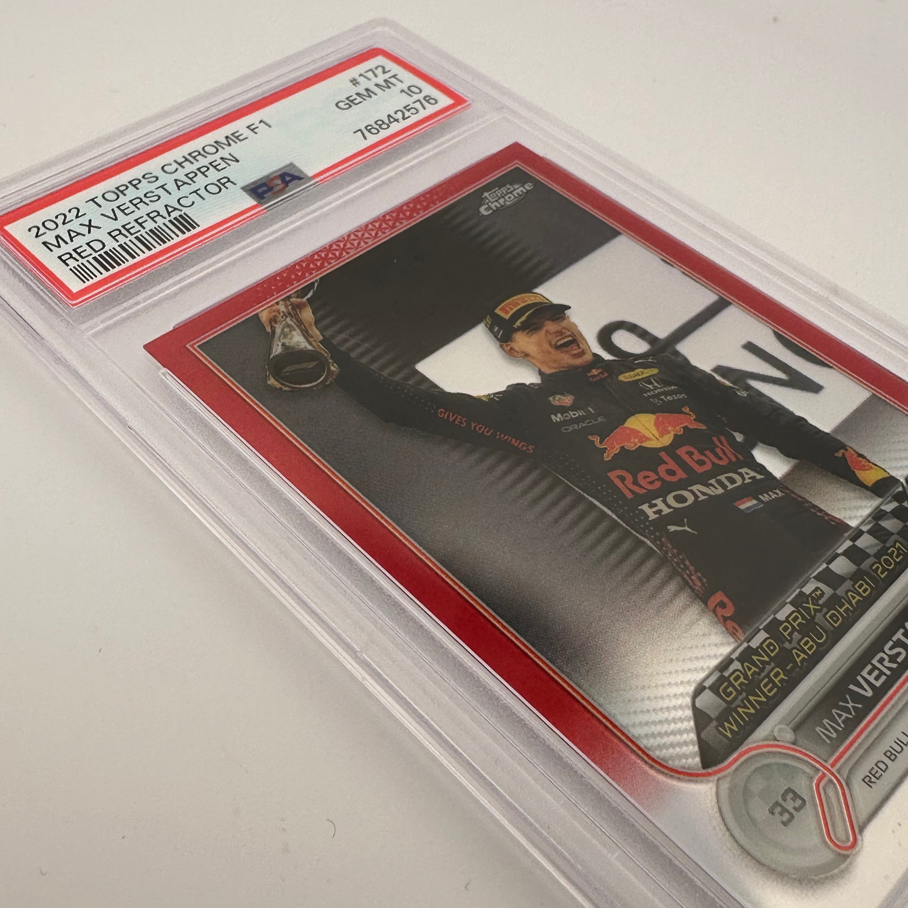 PSA 10 5/5 Max Verstappen #172 Red Refractor - Rare Collectible Trading Card for F1 Fans & Sports Memorabilia Collectors - Perfect for Display, Investment & Racing Enthusiasts