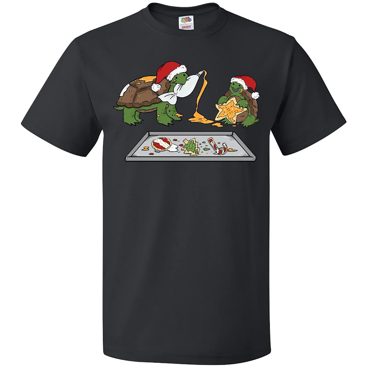 Inktastic Cute Turtles Baking Christmas Cookies Graphic T-Shirt for Women & Men - Fun Holiday Baking Theme Gift for Turtle Lovers (Perfect for Christmas Parties & Family Gatherings)