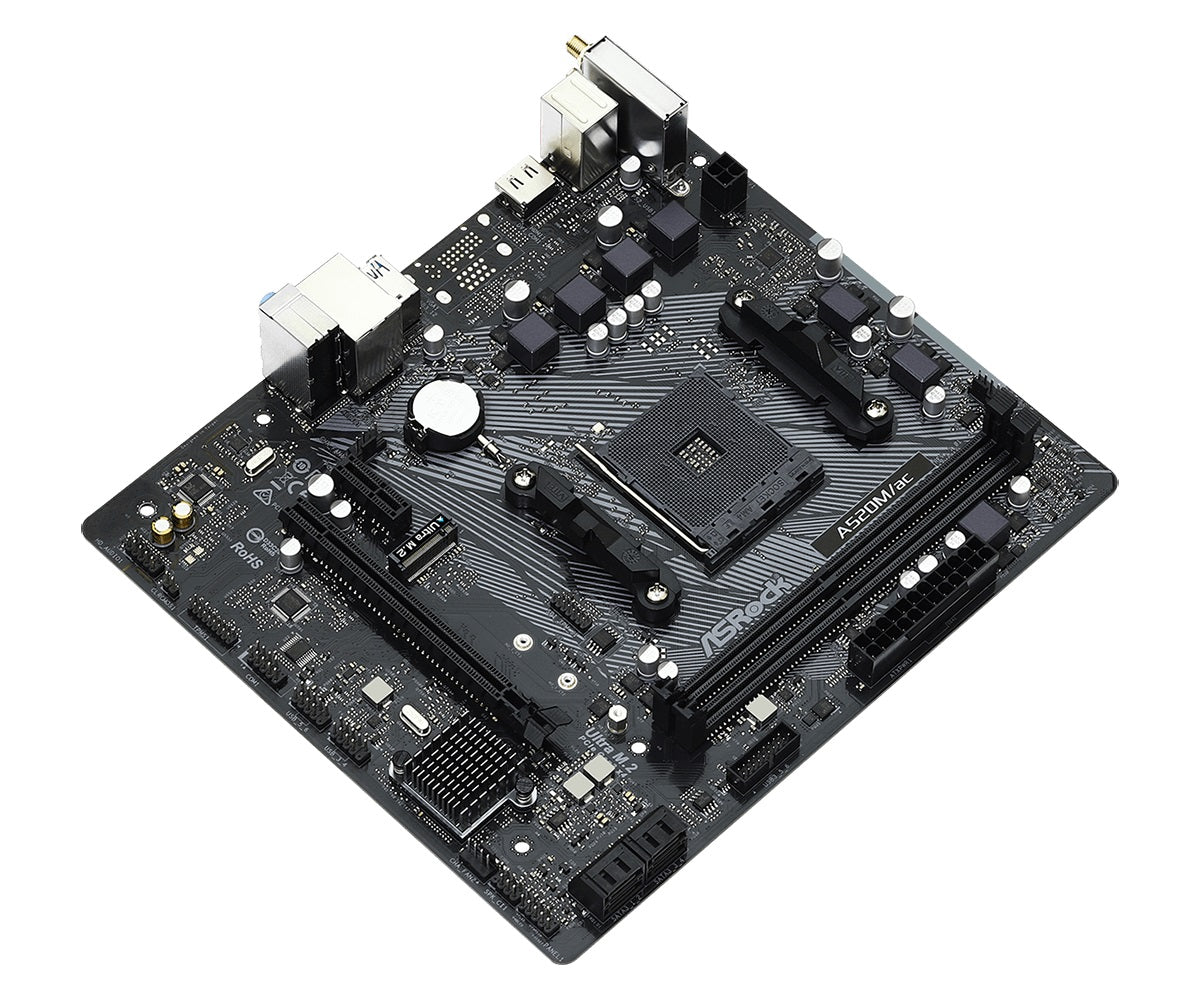 ASRock A520M/ac DDR4 AMD AM4 Micro ATX Motherboard - Perfect for Gaming PCs, Home Office & Budget Builds