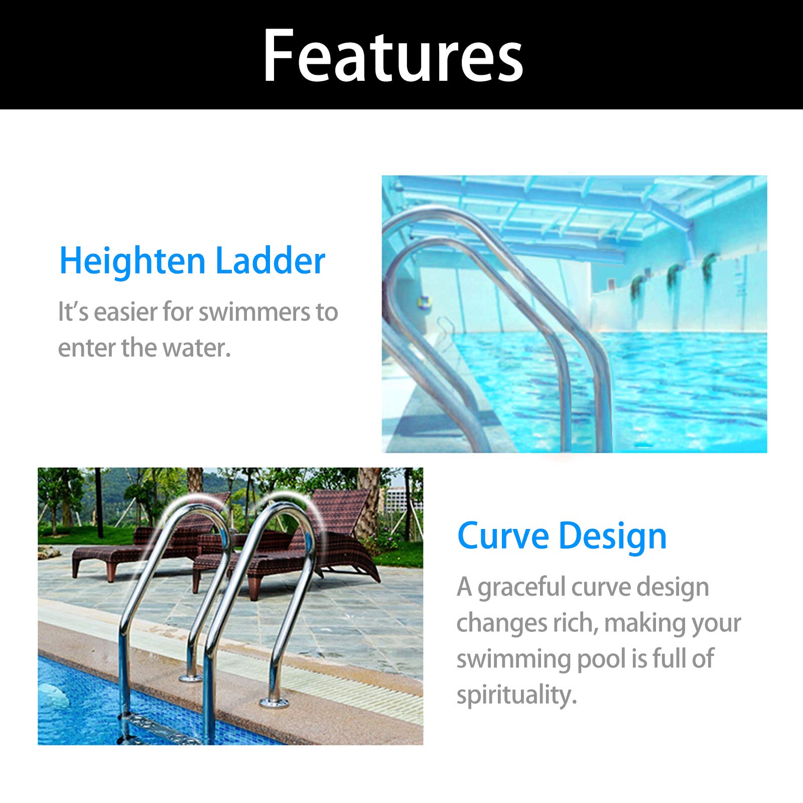 Non-Slip 3-Step Stainless Steel Pool Ladder for In-Ground & Above Ground Pools - Easy Mount Legs, Durable Design for Safe Entry & Exit - Perfect for Backyard, Residential & Commercial Swimming Pools