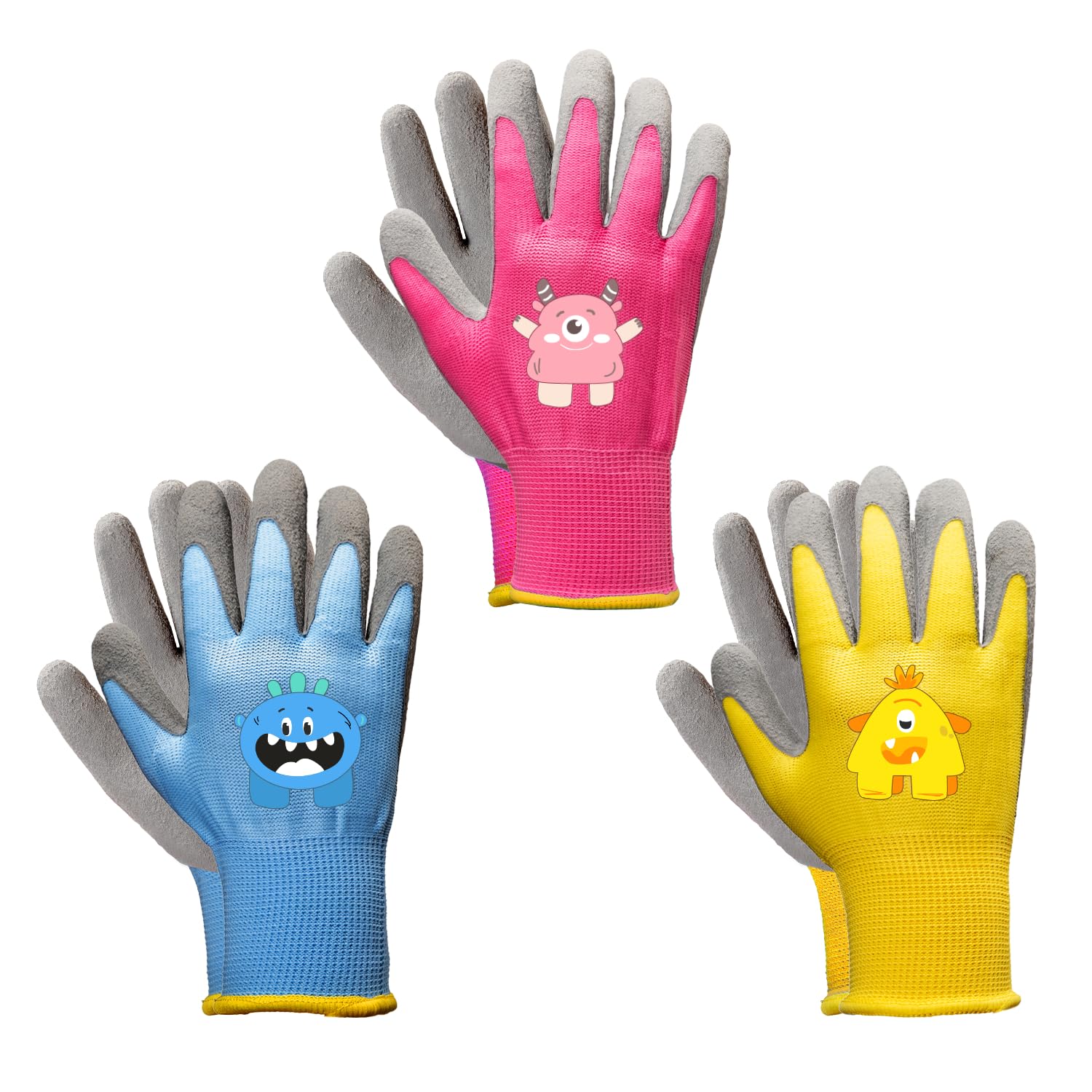 Kids Gardening Gloves Age 3-5 - Rubber Coated, Soft & Breathable for Outdoor Play & DIY Projects