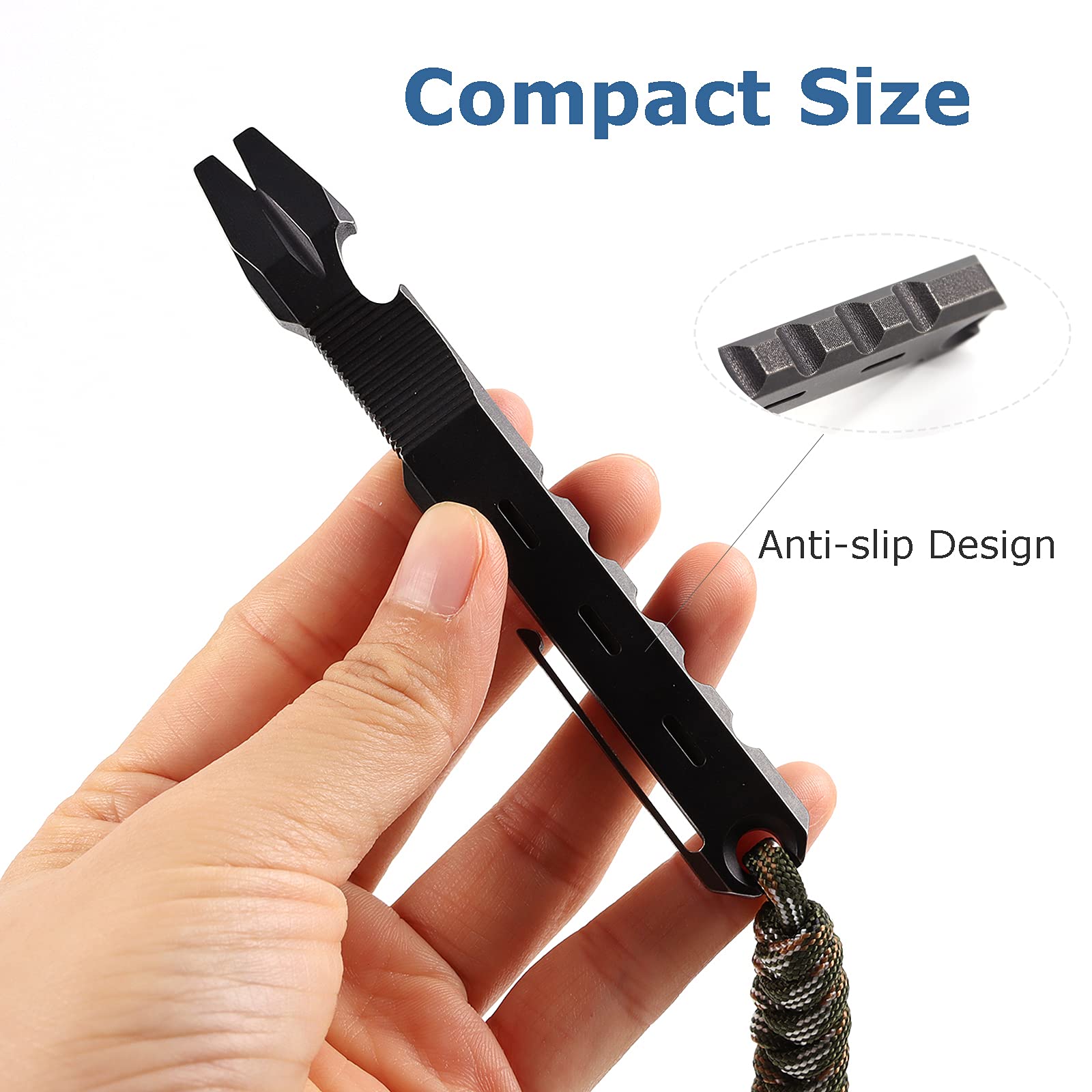 Titanium EDC Pry Bar Tool - Multifunctional Pocket Knife with Nail Puller, Bottle Opener & Clip - Compact Everyday Carry Gear for Camping, Hiking & Survival (Black)