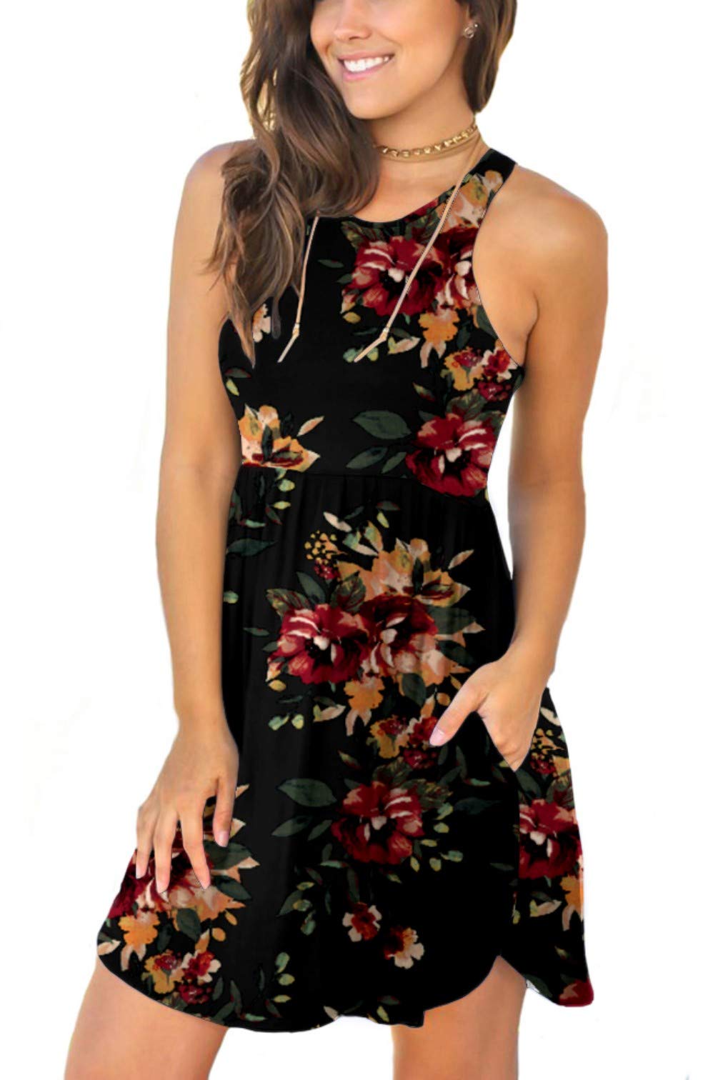 Women's Sleeveless Loose Plain Casual Short Dress with Pockets - Breathable Summer Sundress for Beach, Travel & Everyday Wear