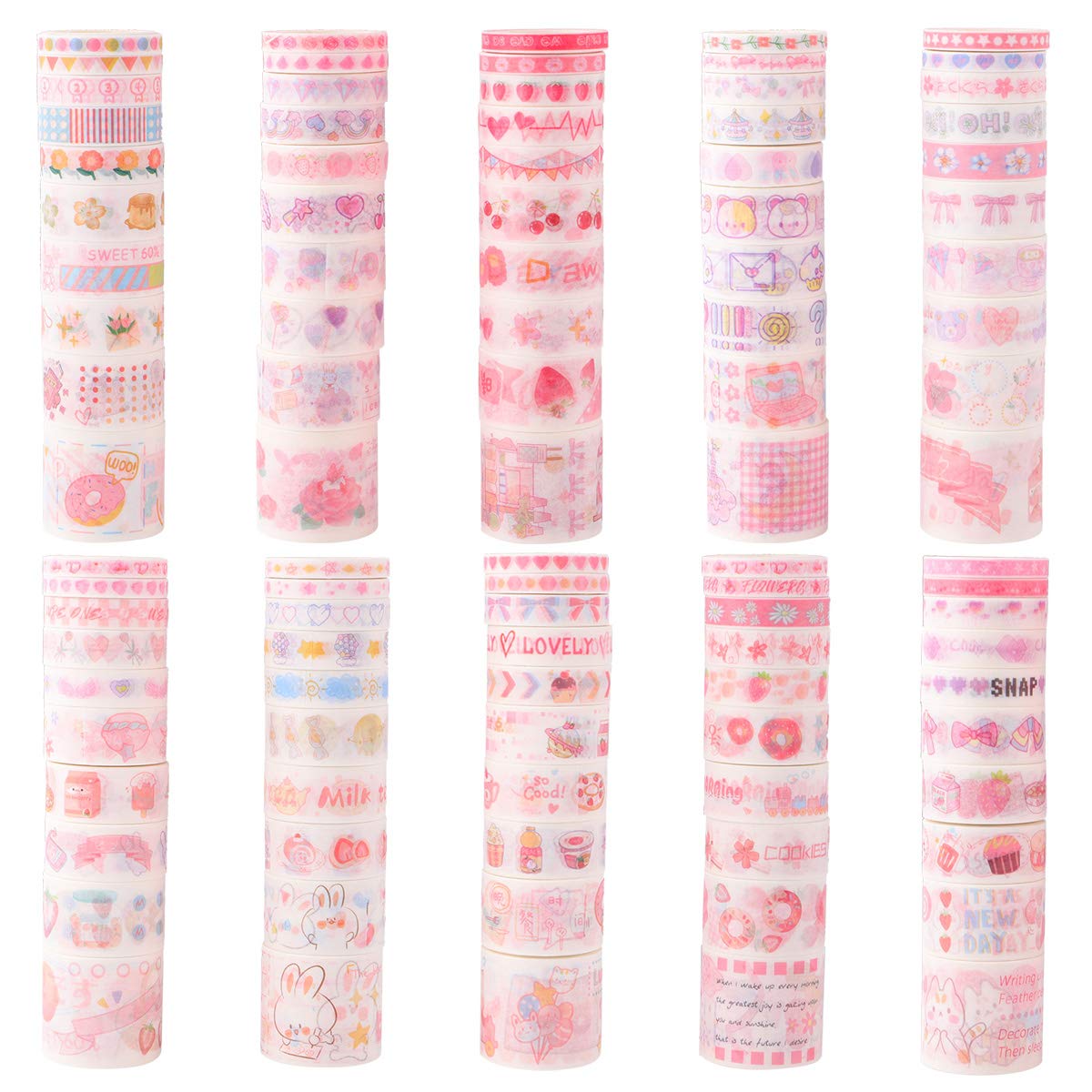 DOITOOL 100 Rolls Scrapbook Stickers - Colorful Notebook Tapes & Creative Decals for Journaling, DIY Crafts, Scrapbooking (Salty & Sweet Design) - Perfect for Bullet Journals, Gift Wrapping, and School Projects