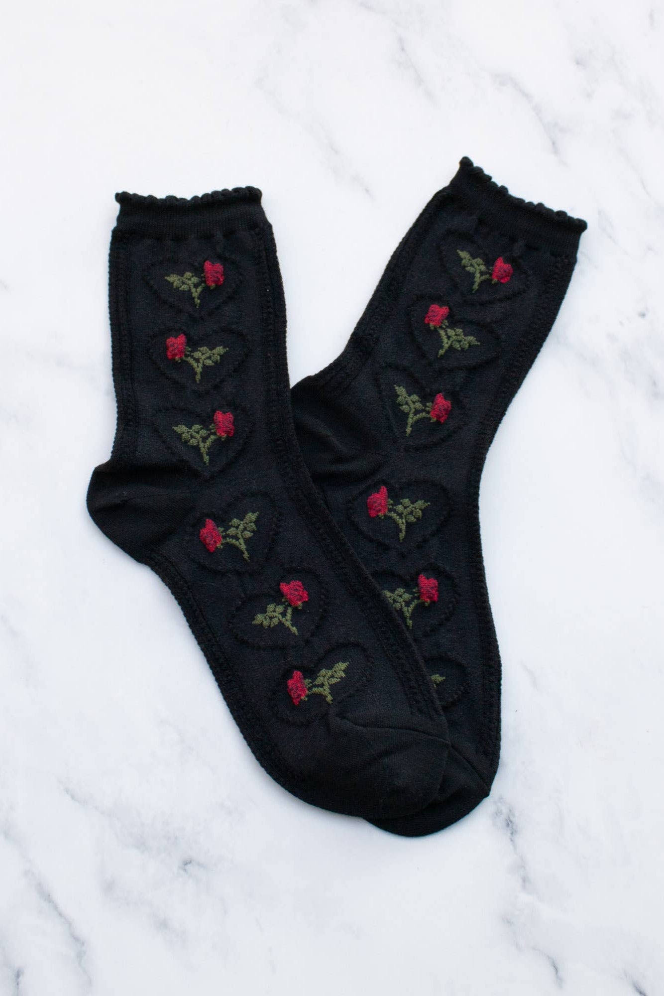 Vintage Rose Pattern Black Socks for Women - Comfortable & Stylish Knee-High Socks - Perfect for Casual Wear, Gifts, and Vintage Fashion Lovers