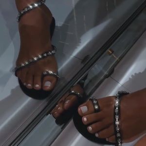 Black Diamond Sandals for Women - Elegant & Comfortable Summer Beach Wedding Party Shoes | Perfect for Outdoor Events, Vacations, and Casual Wear