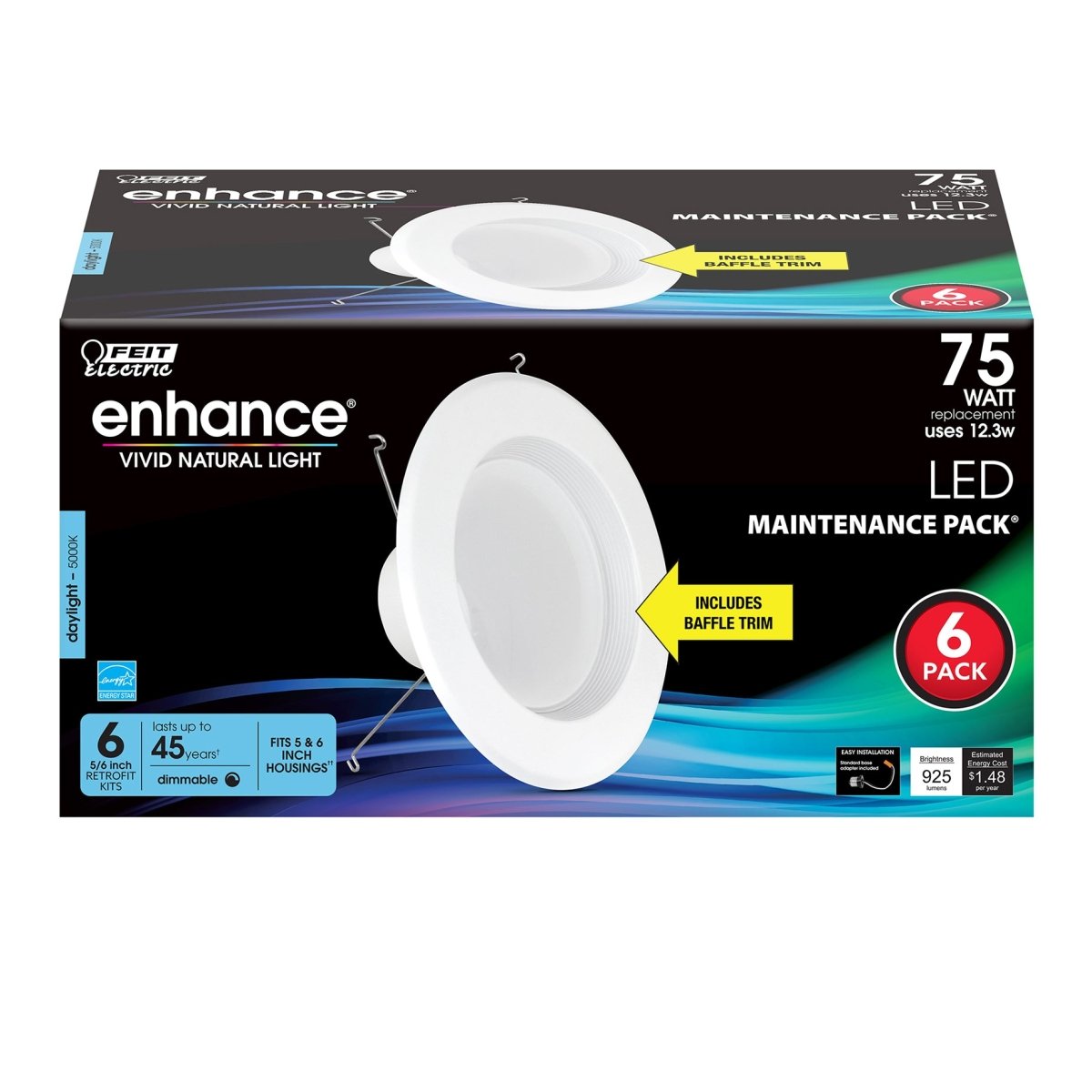 5/6 Inch Recessed LED Downlights - 10.2W Energy Efficient, 925 Lumens Bright Light, Standard Base Adapter - Perfect for Kitchen, Bathroom, Living Room & Office Lighting