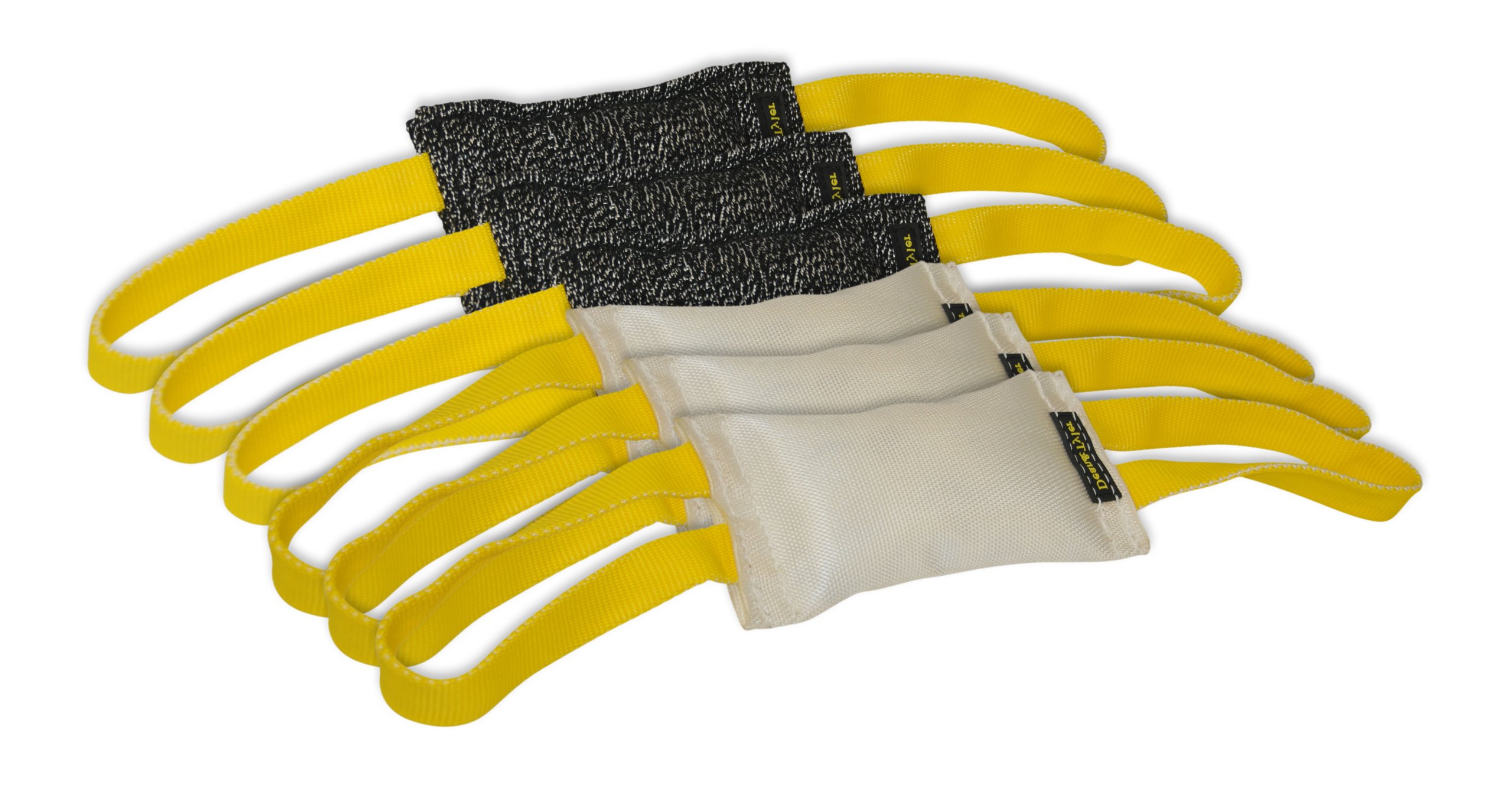 Dean & Tyler Bundle of 6 Durable Pet Tug Toys - 3 French Linen & 3 Fire Hose Dog Chew Toys (8x4 Inches) for Interactive Play, Training, and Bonding with Your Dog