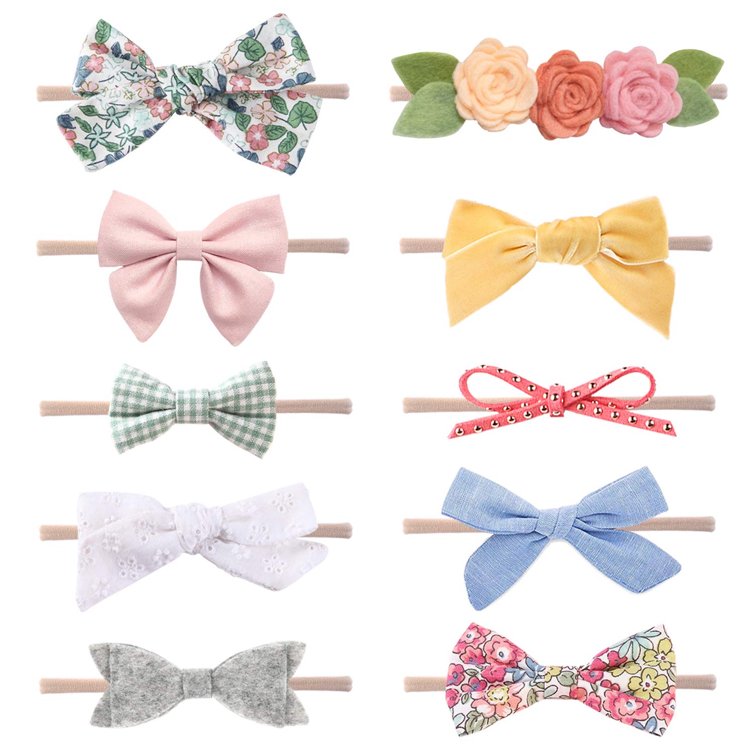 LittleJoJo Baby Girl Headbands & Bows - Soft Nylon Hair Accessories for Newborn, Infant & Toddler | Perfect for Photography, Birthday Parties & Everyday Wear