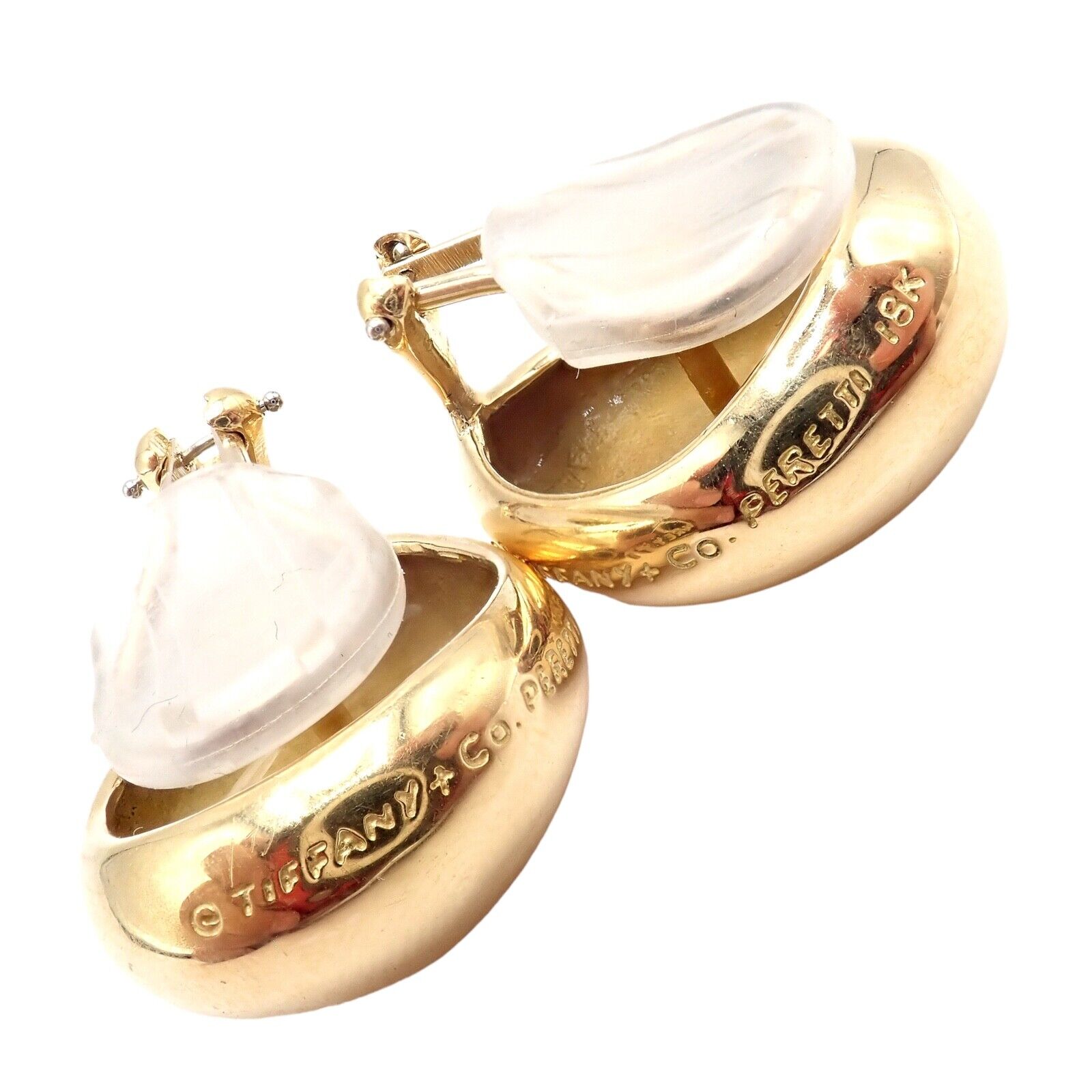 Authentic Tiffany & Co Peretti 18k Yellow Gold Extra Large Thumbprint Earrings - Luxury Gold Hoop Earrings for Women, Perfect for Weddings, Parties & Special Occasions