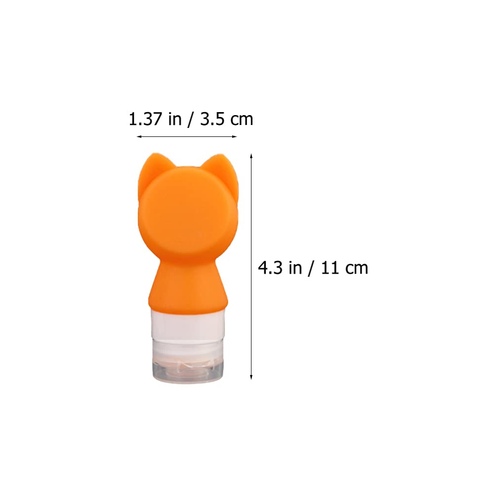 Lurrose 4pcs Silicone Travel Bottles Set - Leak Proof Refillable Toiletry Containers for Shampoo, Conditioner & Lotion (Cartoon Cat Design, 4 Colors) - Perfect for Air Travel, Gym, Camping & Vacation Essentials