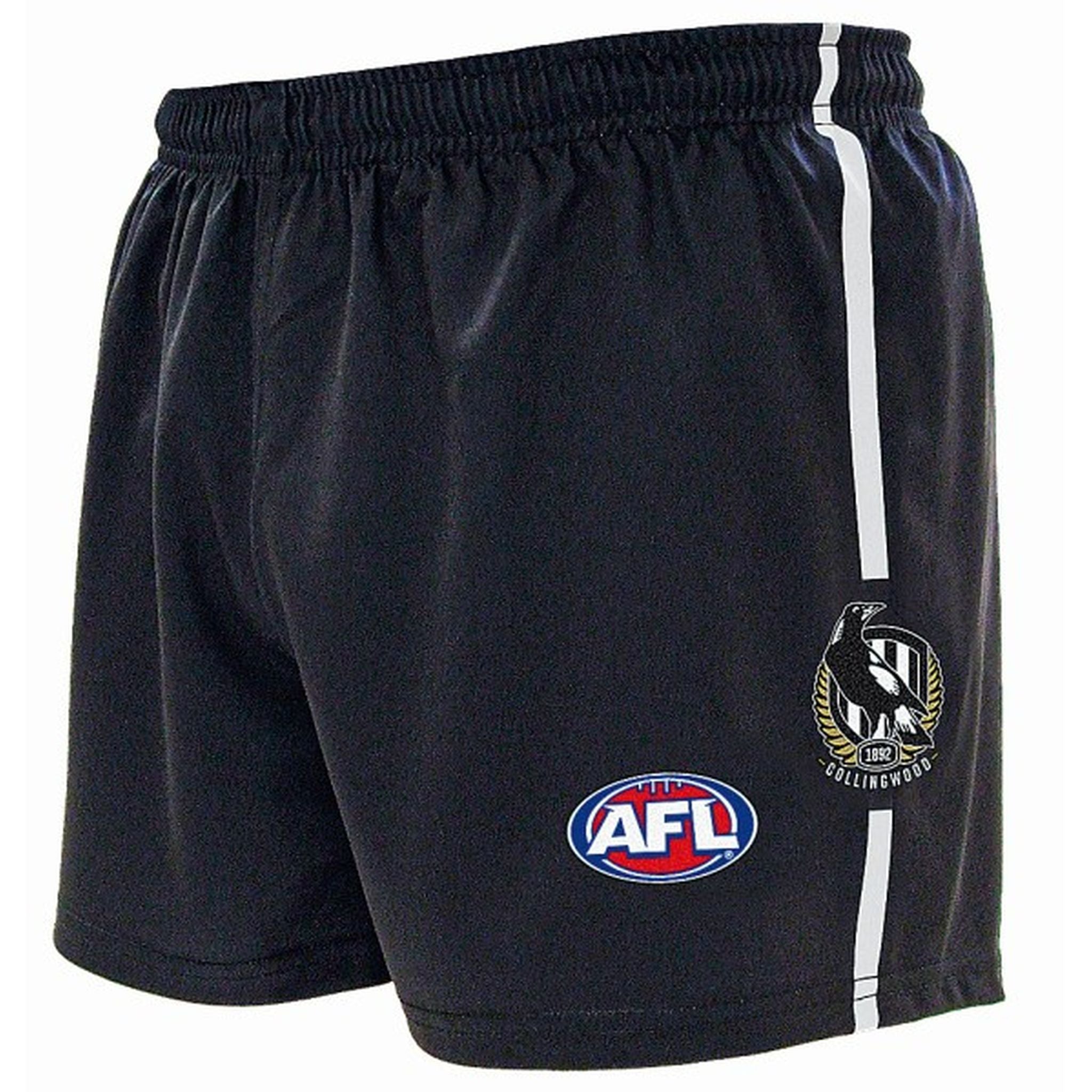 Burley Sekem Collingwood Magpies AFL Replica Kids Shorts - Official Licensed Football Shorts for Boys & Girls - Perfect for AFL Games, Training, and Sports Fan Gifts